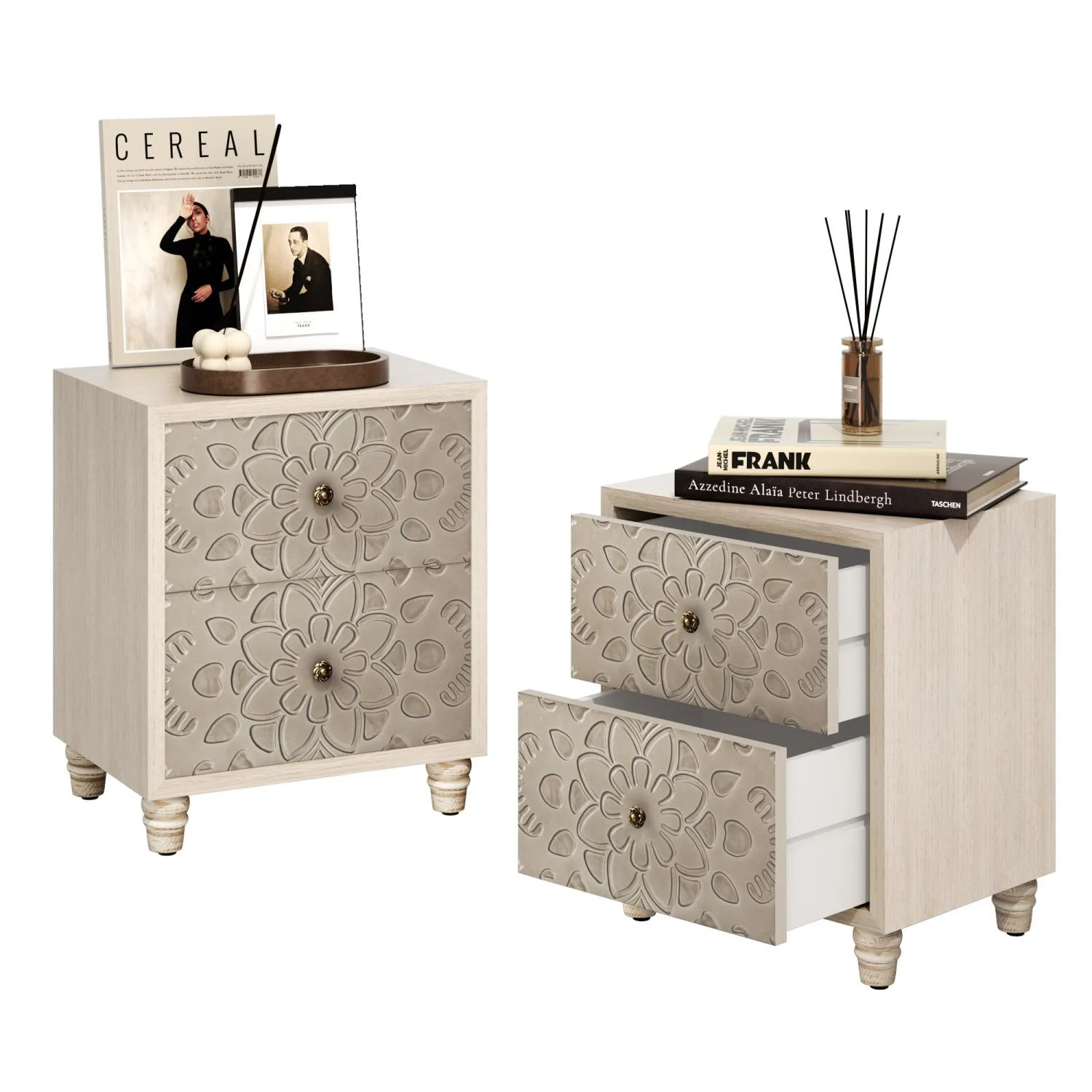 FOROUTIA Wooden Nightstand with 2 Drawers,Vintage MDF Bedside Tables with Storage - Image 23