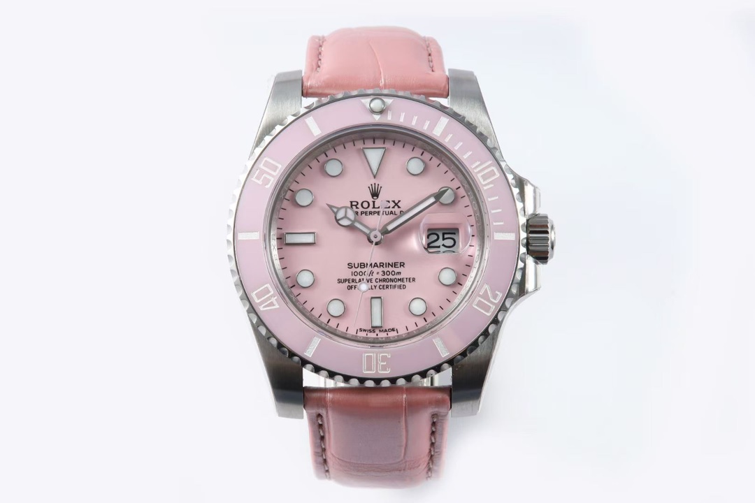 Rolex Submariner - Women's Pink - 40MM - Leather(1:1 replica) - Elite Watch Atelier