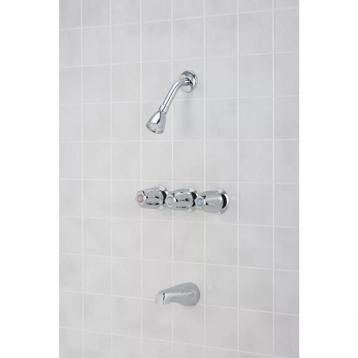 Home Impressions Chrome 3-Handle Metal Knob Tub & Shower Faucet