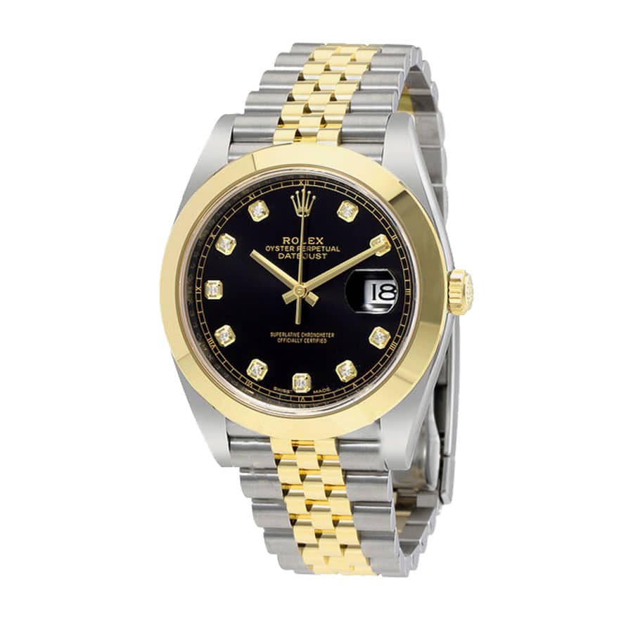 Rolex Datejust Black Diamond Dial Steel Yellow Gold 126303BKDJ Jubilee Replica - Elite Watch Atelier
