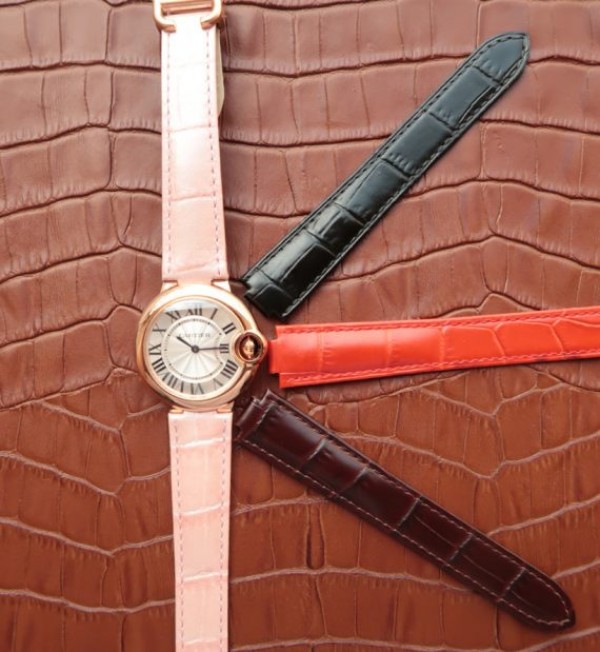 Replica Cartier Ballon Bleu 33mm RG White Dial Leather Strap Ronda Quartz - Top club