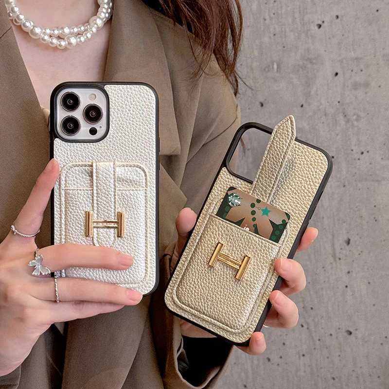 H Card Holder Leather iPhone Case - Wholesale & Influencer