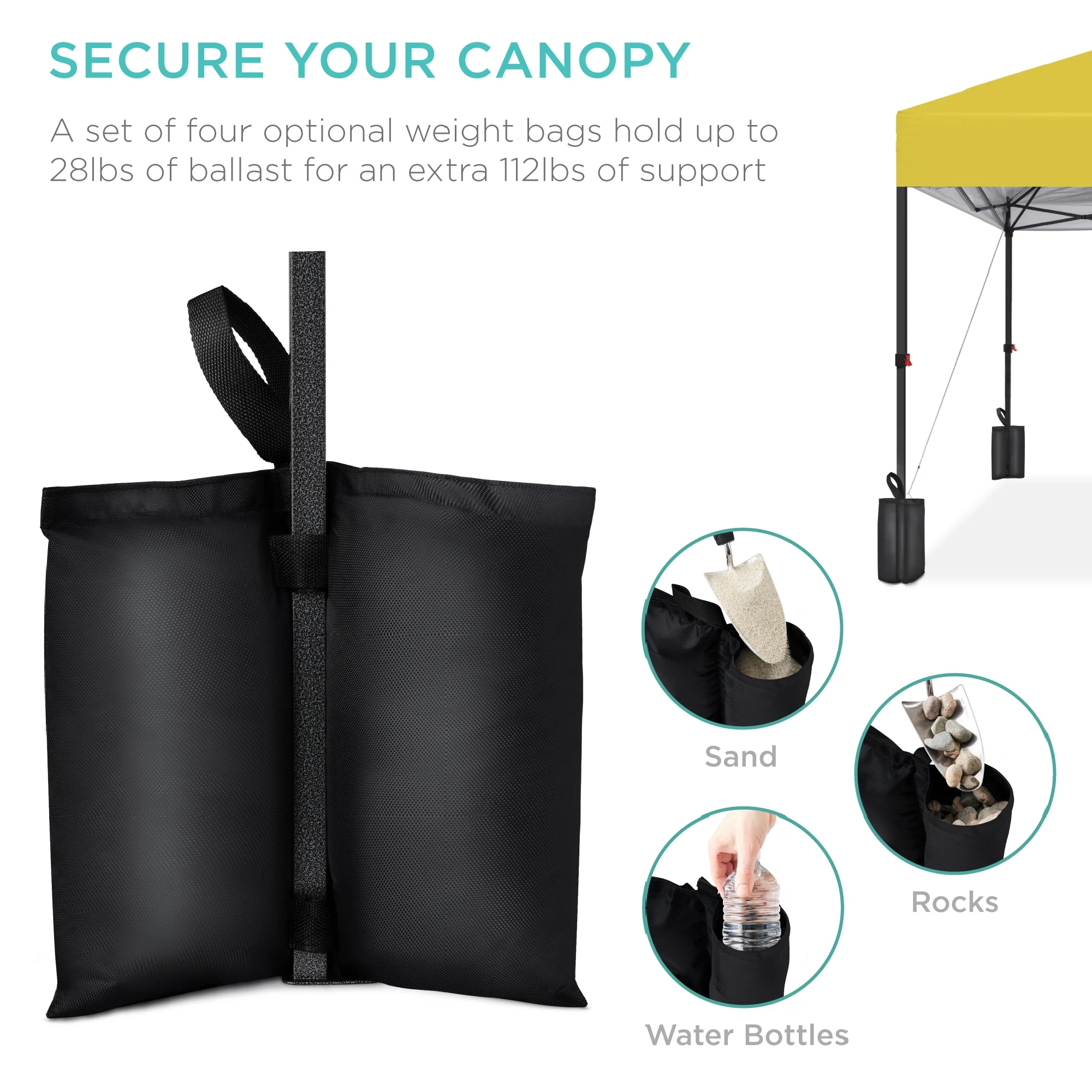 Best Choice Products 10x10ft Easy Setup Pop Up Canopy w/ 1-Button Setup, Wheeled Case, 4 Weight Bags - White - Image 268