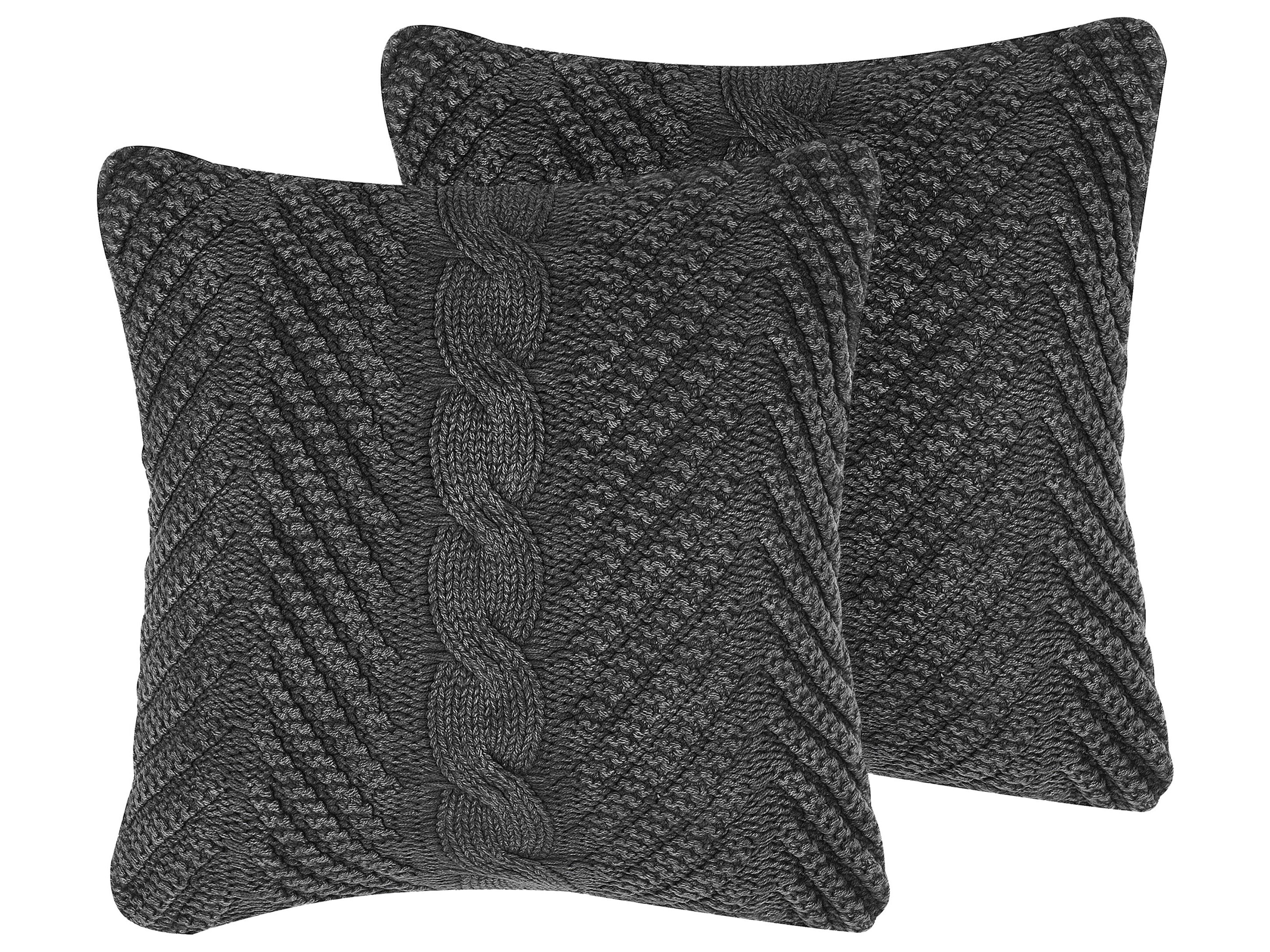 Set of 2 Decorative Cushions KONNI Cotton 45 x 45 cm Grey Chevron Pattern