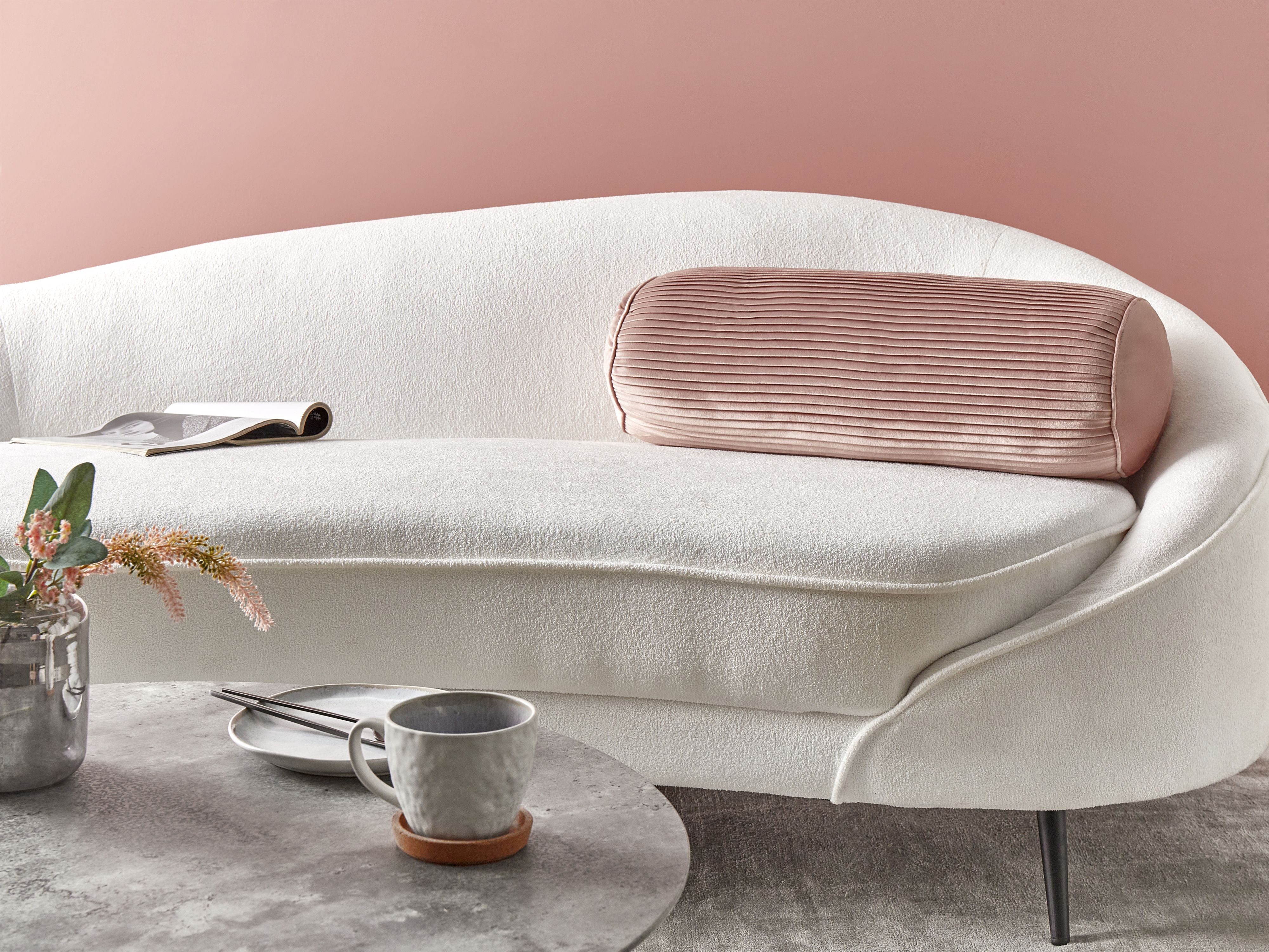 Throw Cushion JONQUIL Velvet 22 x 60 cm Pink Solid
