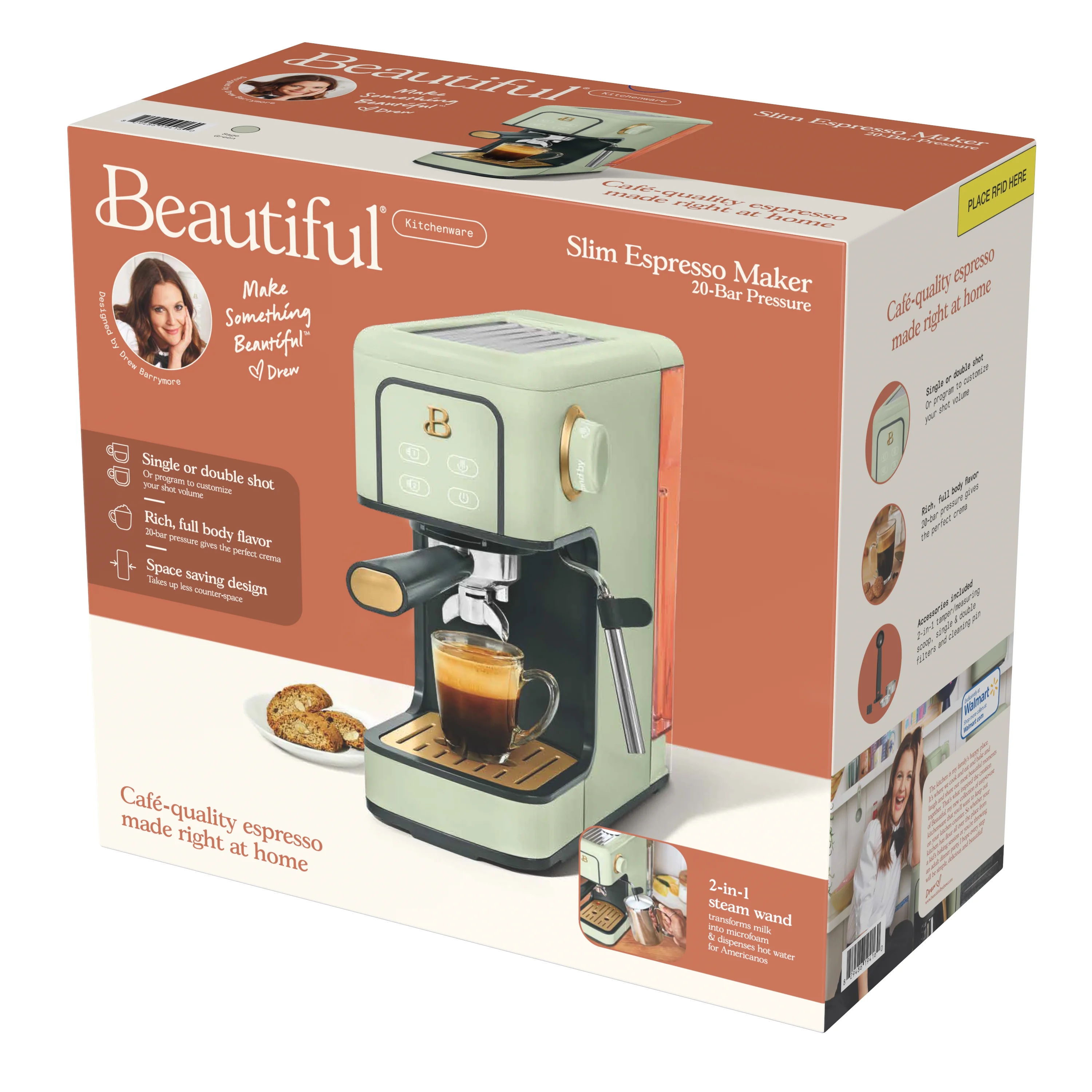 Beautiful Slim Espresso Machine with 20-Bar Pressure, Black Sesame by Drew Barrymore - Image 116