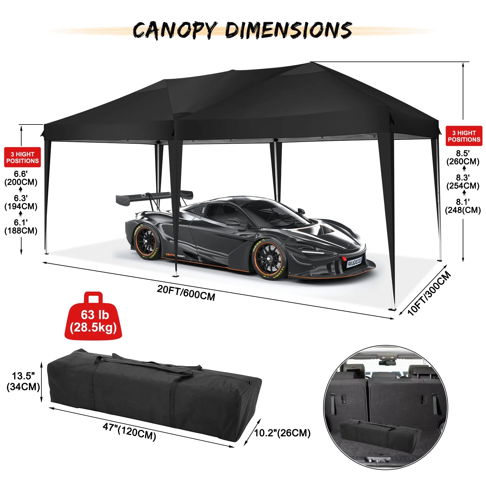 SANOPY 10'x10' EZ Pop Up Canopy Tent Outdoor Party Instant Shelter Portable Folding Beach Canopy with 4 Sandbag & Carrying Bag, Black - Image 51