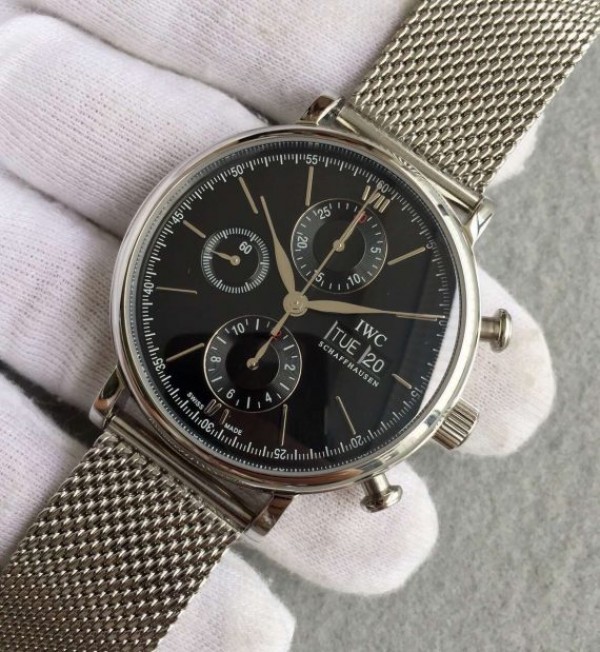 Replica IWC V6 Portofino IW391010 Chronograph Black Dial - Elite Watch Atelier