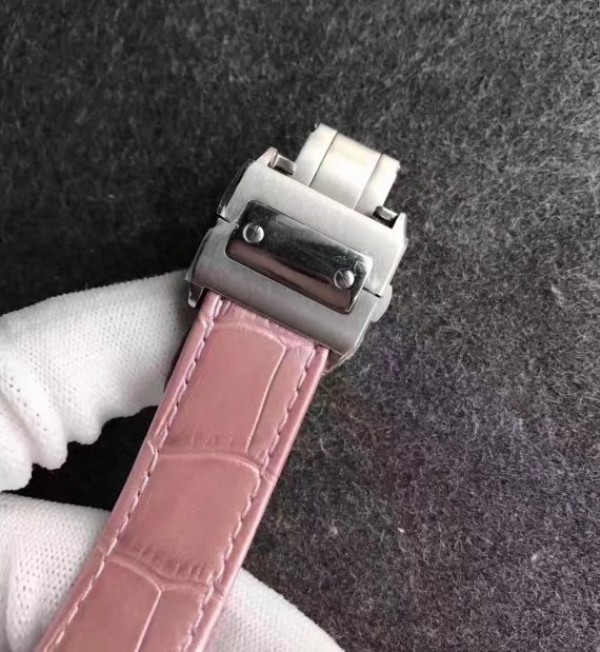 Replica Cartier Santos 100 33mm SS White Dial Pink Leather Strap SEIKO NH05A - Top club