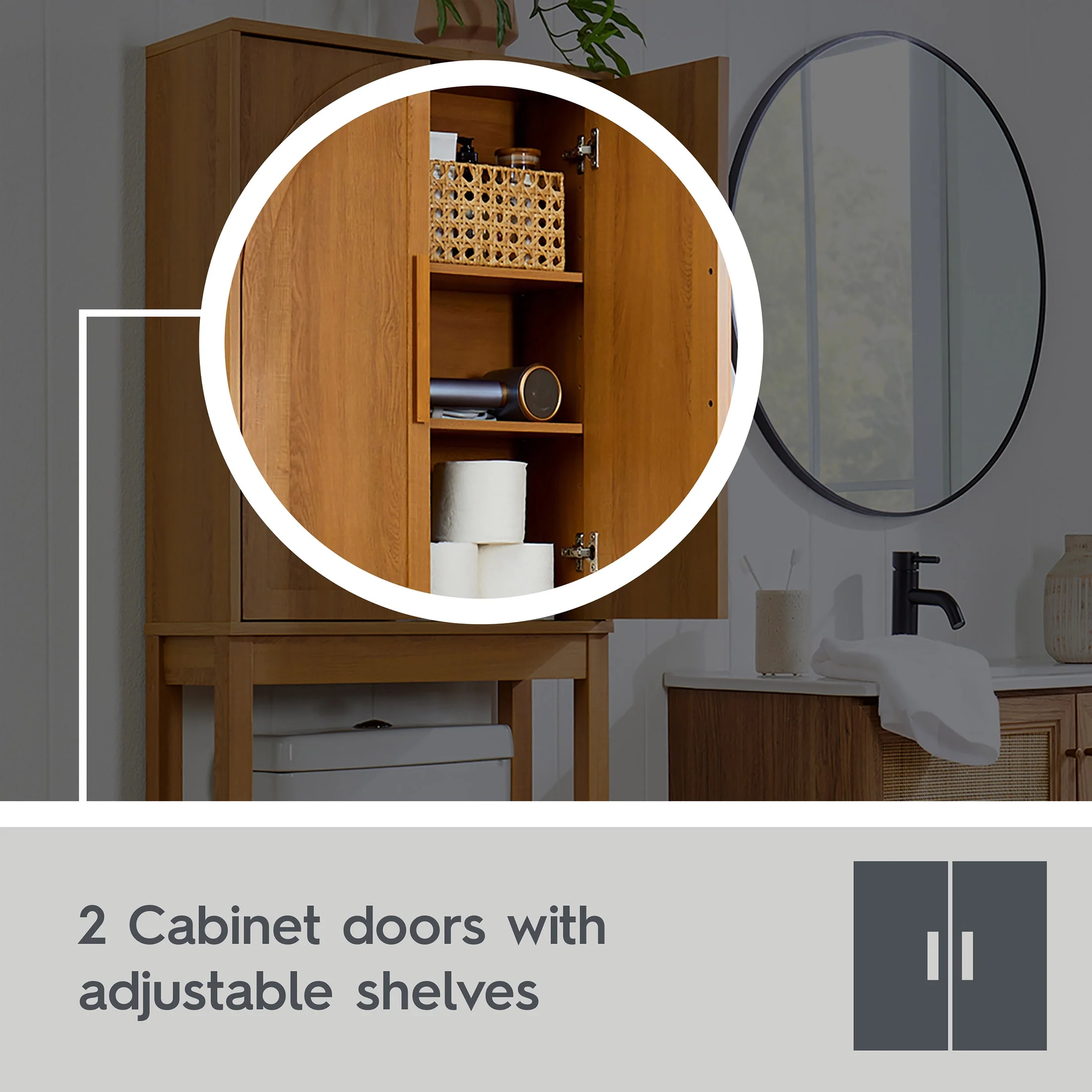Better Homes & Gardens Juliet over-the-Toilet Space Saver Cabinet, 2 Adjustable Shelves, Black - Image 15