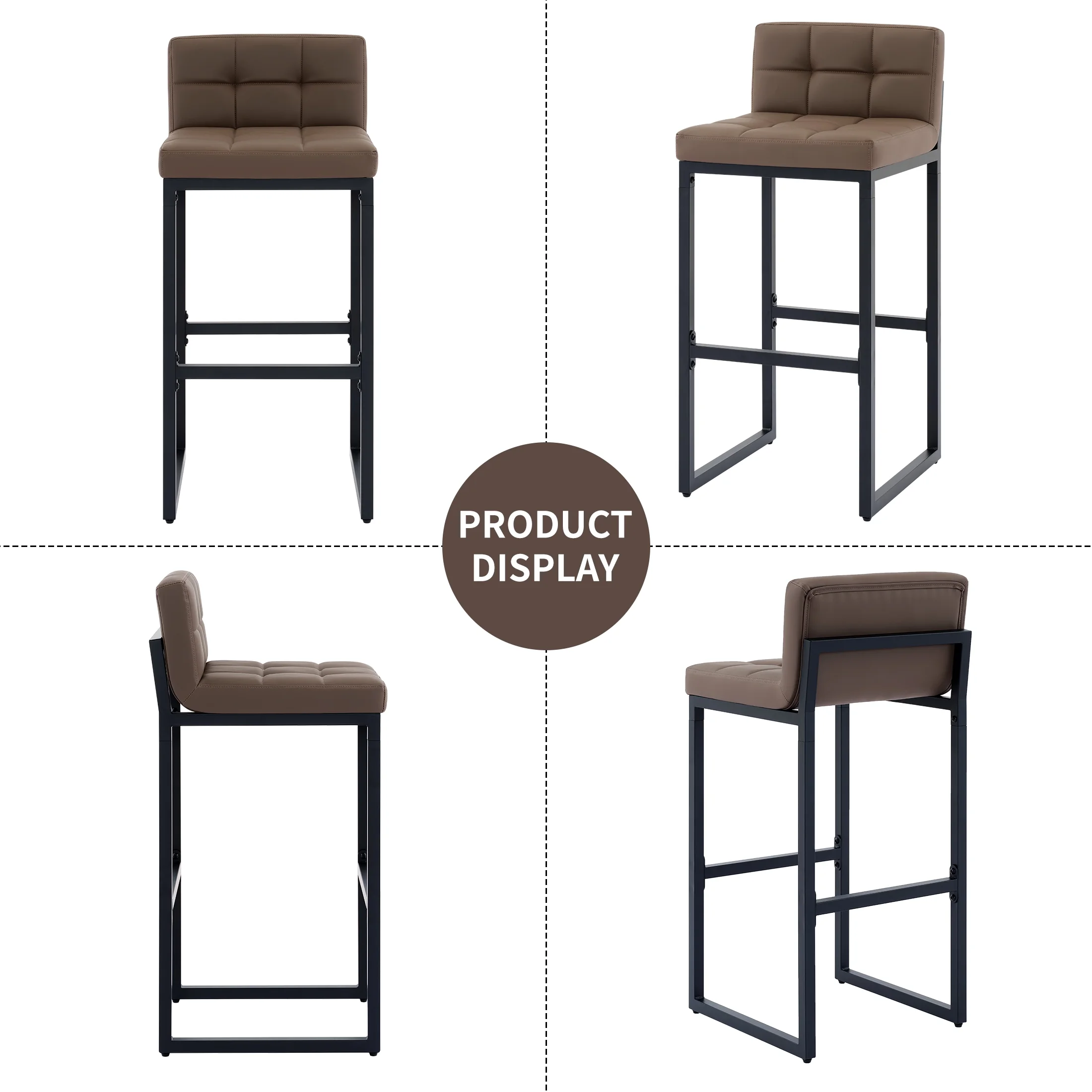 FIRAVOE Bar Stools Set of 3, Counter Height Bar Stools (Low Back)(Thickened Frame) 26" PU Leather Barstools Bar Chairs for Kitchen Island, Black - Image 45