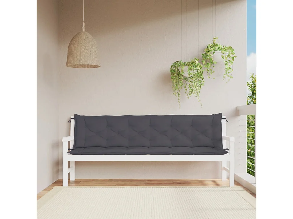 Coussins de banc de jardin lot de 2 anthracite tissu Oxford