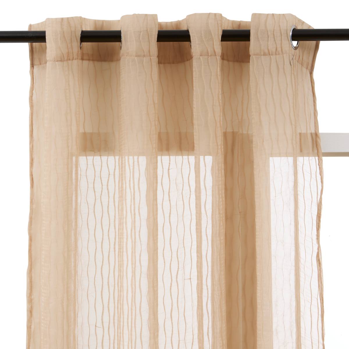 "Mila" Sheer Curtain Beige linen, 240x140 cm