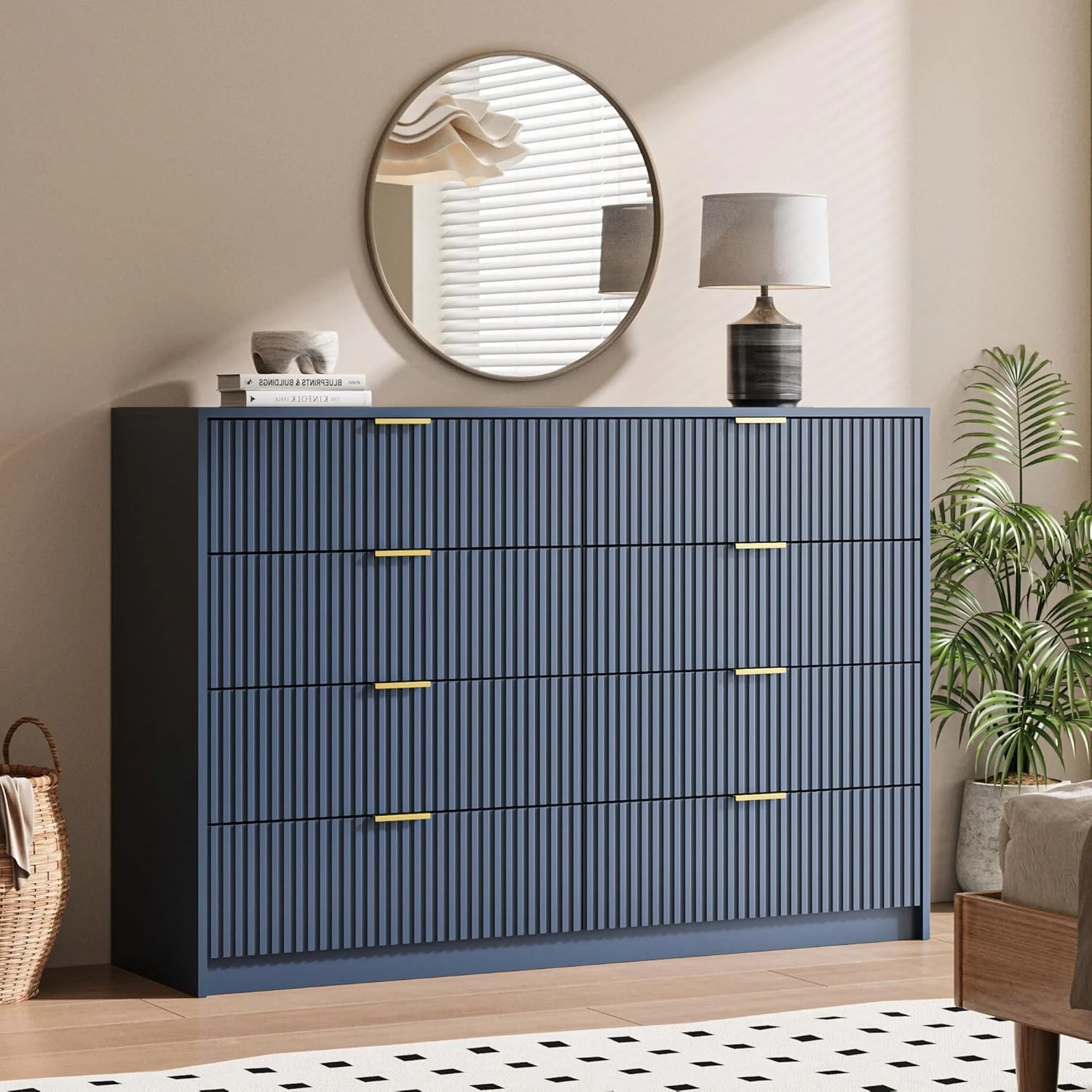 Furniway Black Dresser for Bedroom, 8 Drawer Double Dresser, Modern Chest of Drawers for Bedroom, Living Room, Entryway and Closet, 55" L x 15.7" D x 37.4" H - Image 46