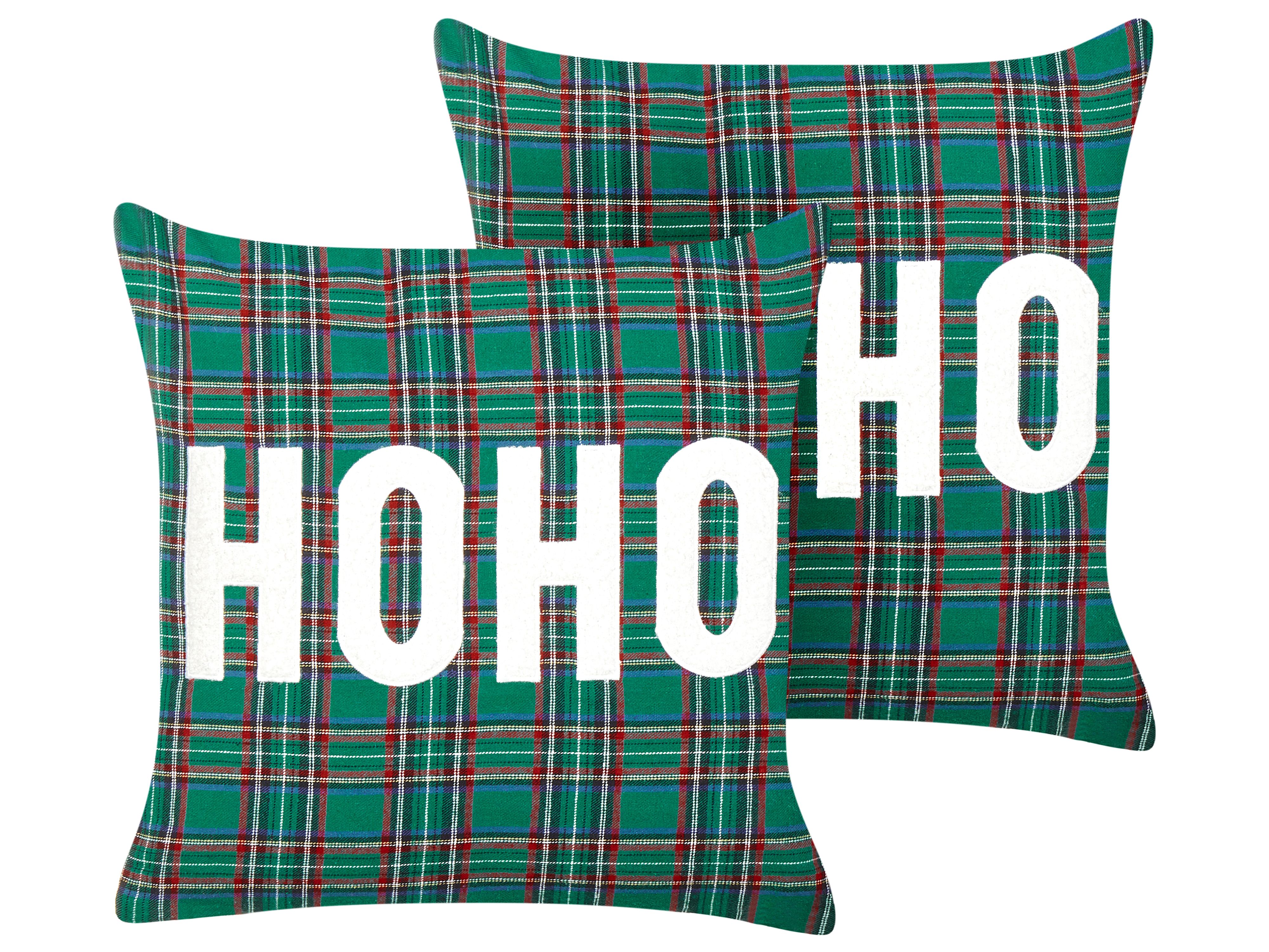 Set of 2 Decorative Cushions JOYCANDY 45 x 45 cm Green Christmas Motif