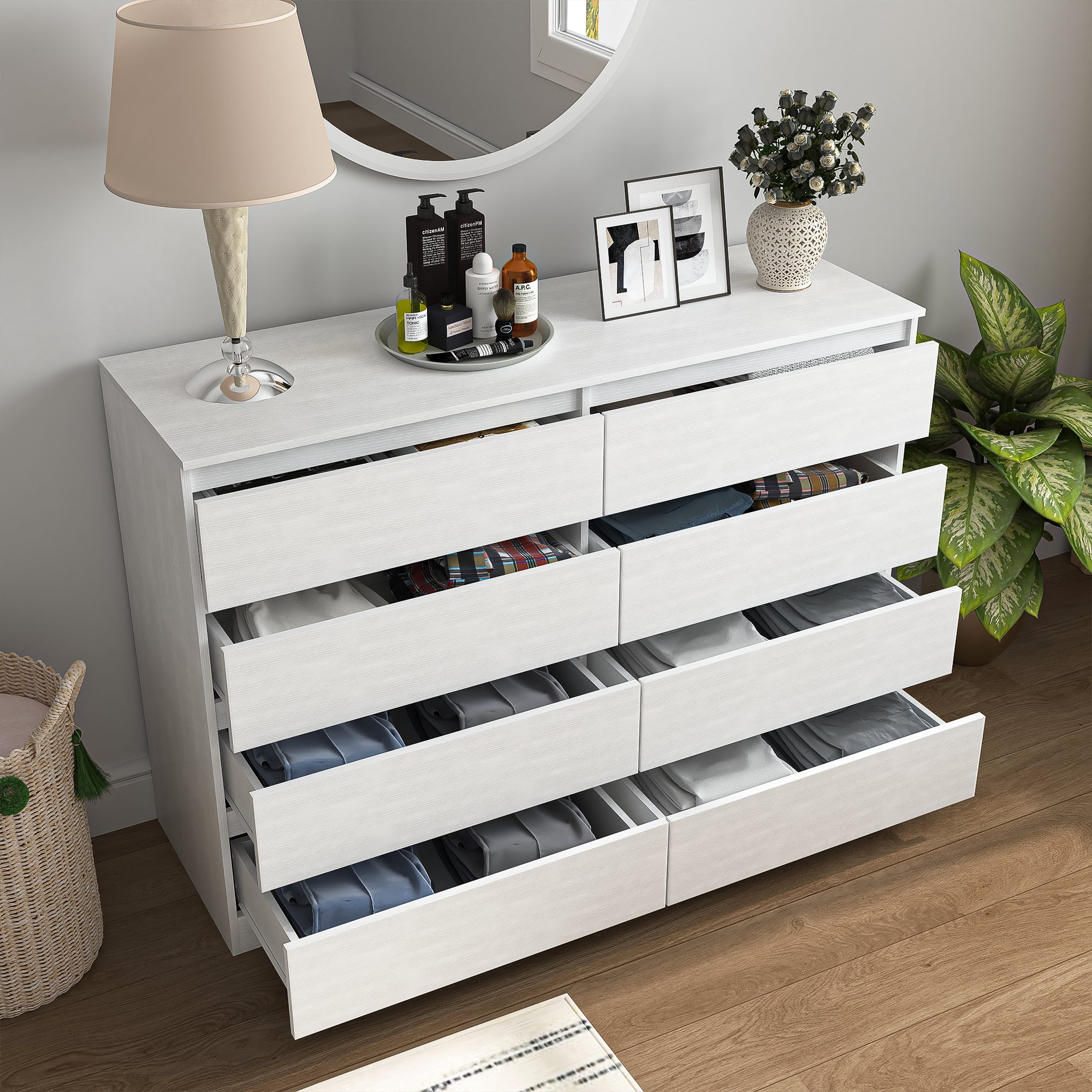 Kadyn White Chest of Drawer, 6 Double Drawer Dresser for Bedroom, Modern Storage Cabinet for Living Room, Dresser - Image 74