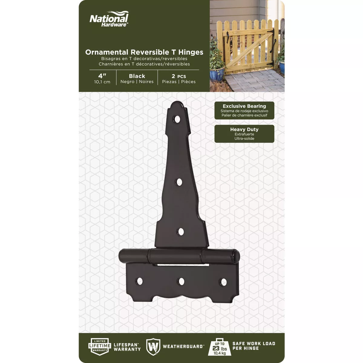 National Hardware 4 In. Black Ornamental Reversible T-Hinge