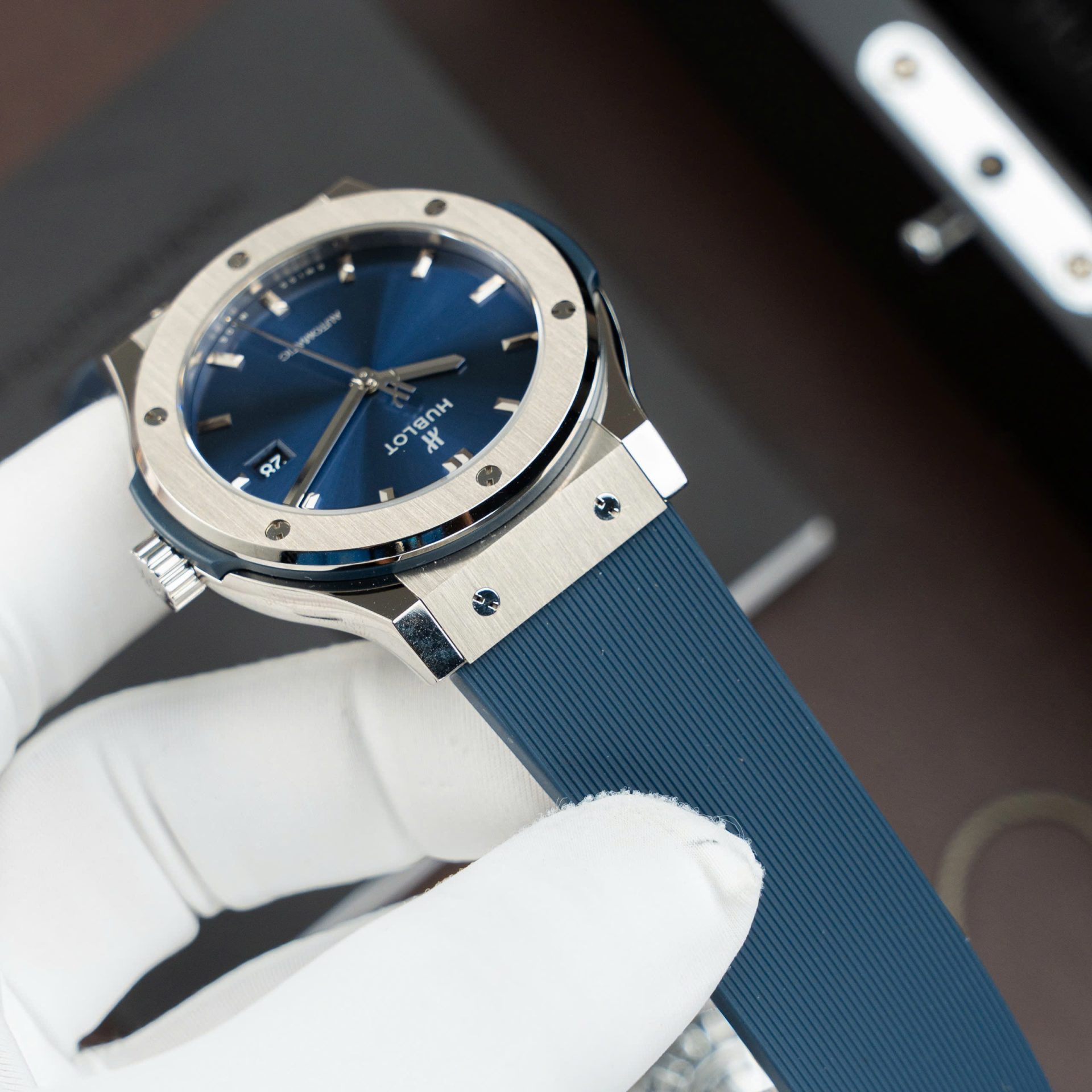 Hublot Classic Fusion Titanium Blue Replica Watch Movement SW300 Rubber Strap 42mm - Top club