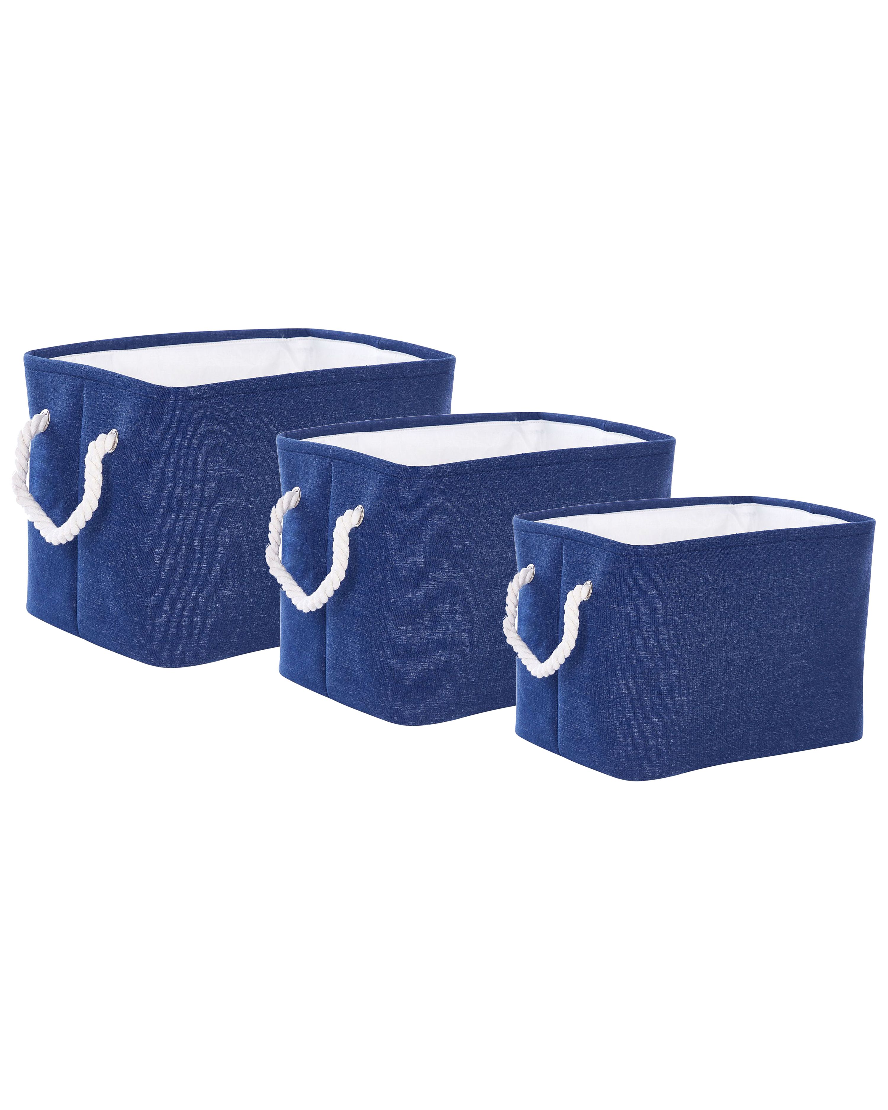 Set of 3 Baskets DARQAB Cotton Navy Blue