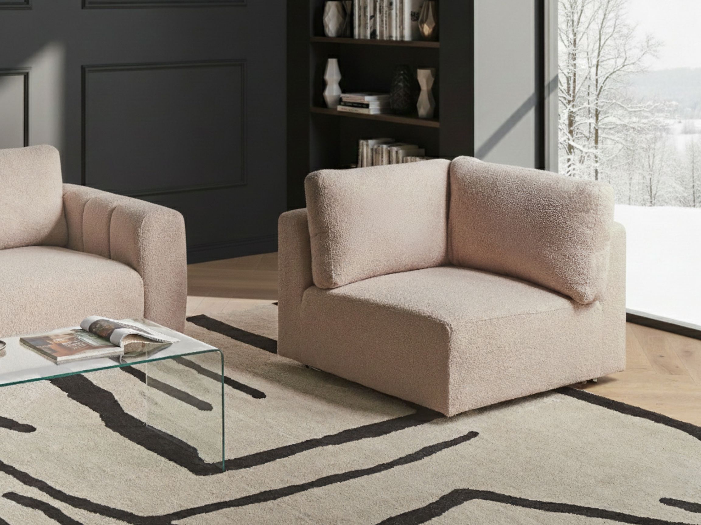 Corner Seat KIVVIK Boucle Beige Right Hand