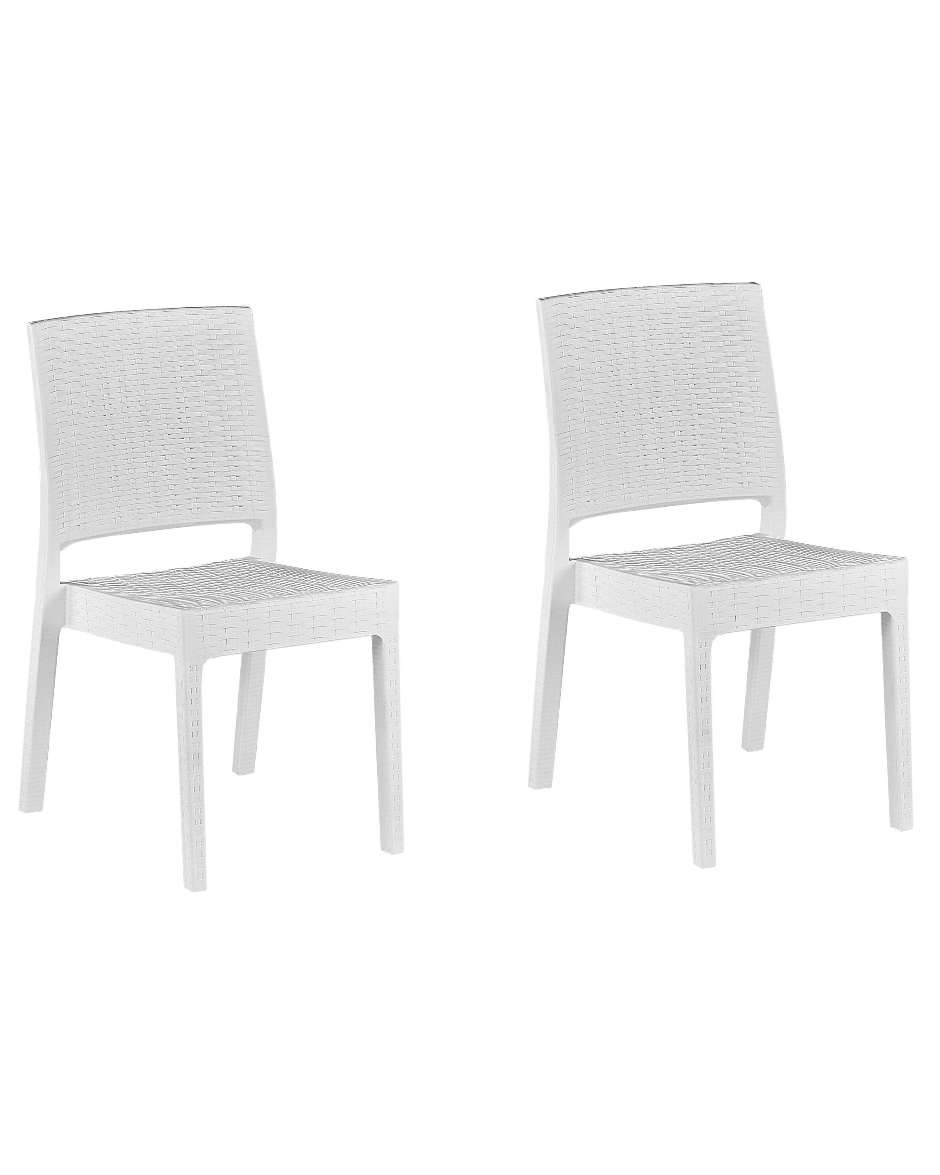 Set of 2 Garden Chairs FOSSANO Synthetic Material White