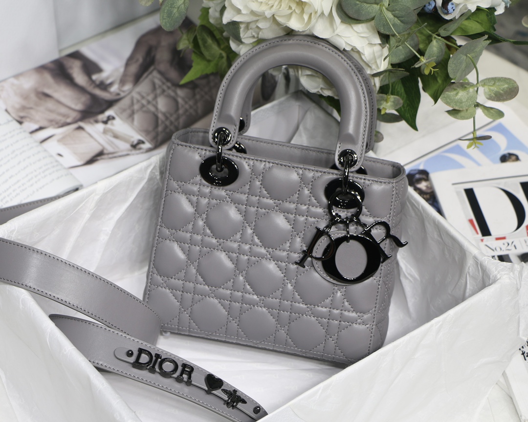Small Lady Dior My Abcdior Bag Black/Grey/White For Women 8in/20cm1:1High-quality replica