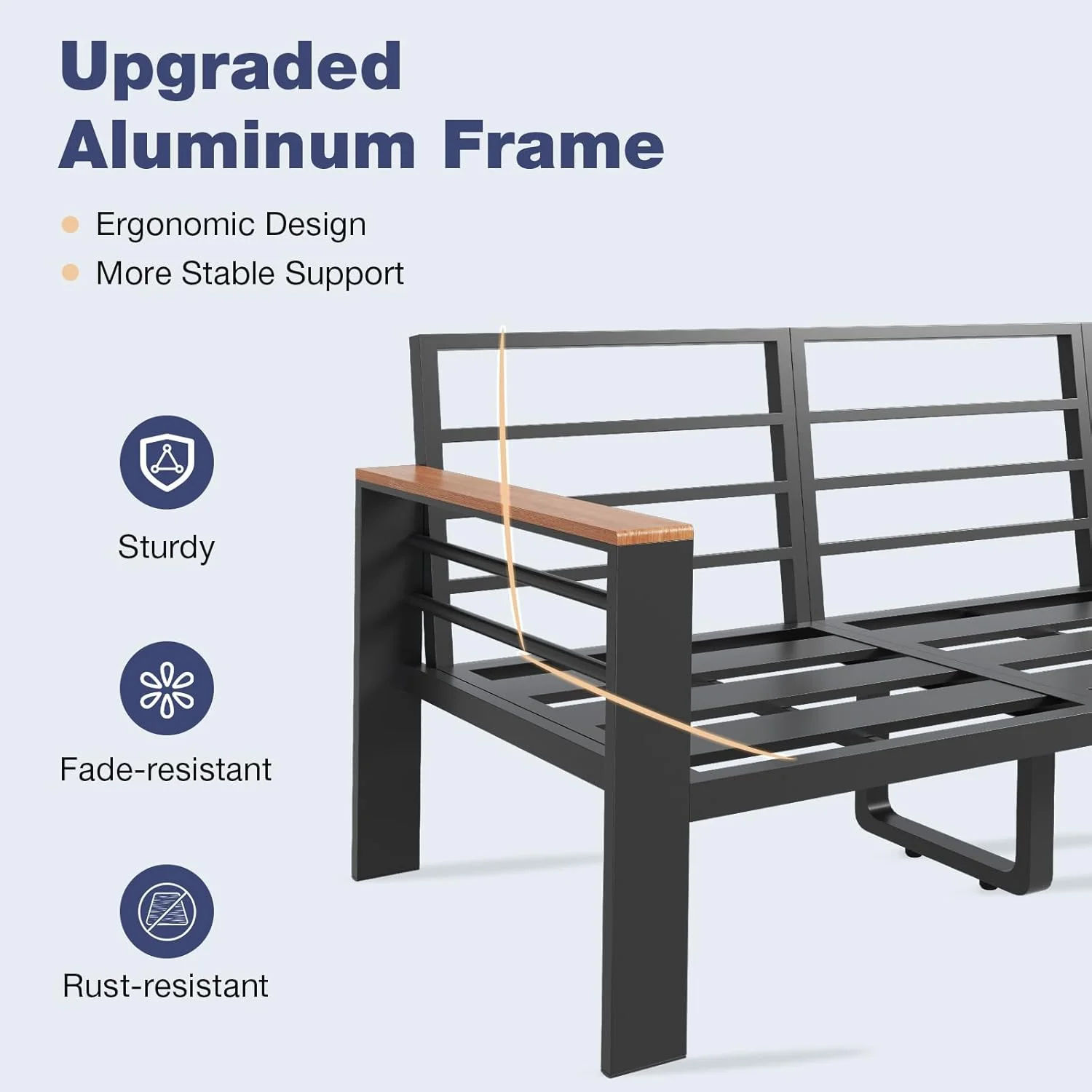 Aoxun Aluminum 7-Seat Patio Sectional With 5 in Cushions, Coffee Table And Waterproof Cover - Image 5 Aoxun Aluminum 7-Seat Patio Sectional With 5 in Cushions, Coffee Table And Waterproof Cover - Image 5