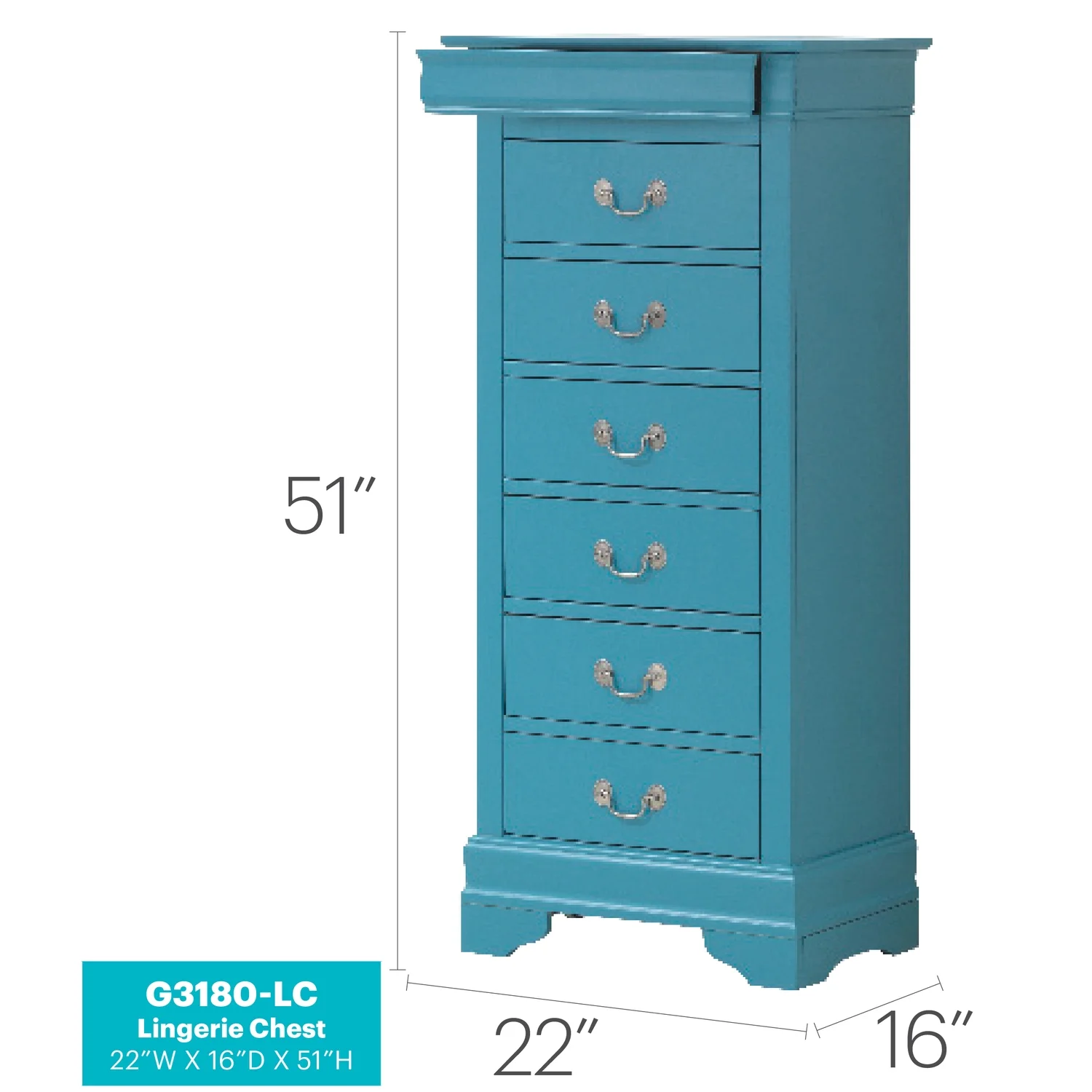 Glory Furniture Louis Phillipe 7 Drawer Lingerie Chest in Cherry - Image 55