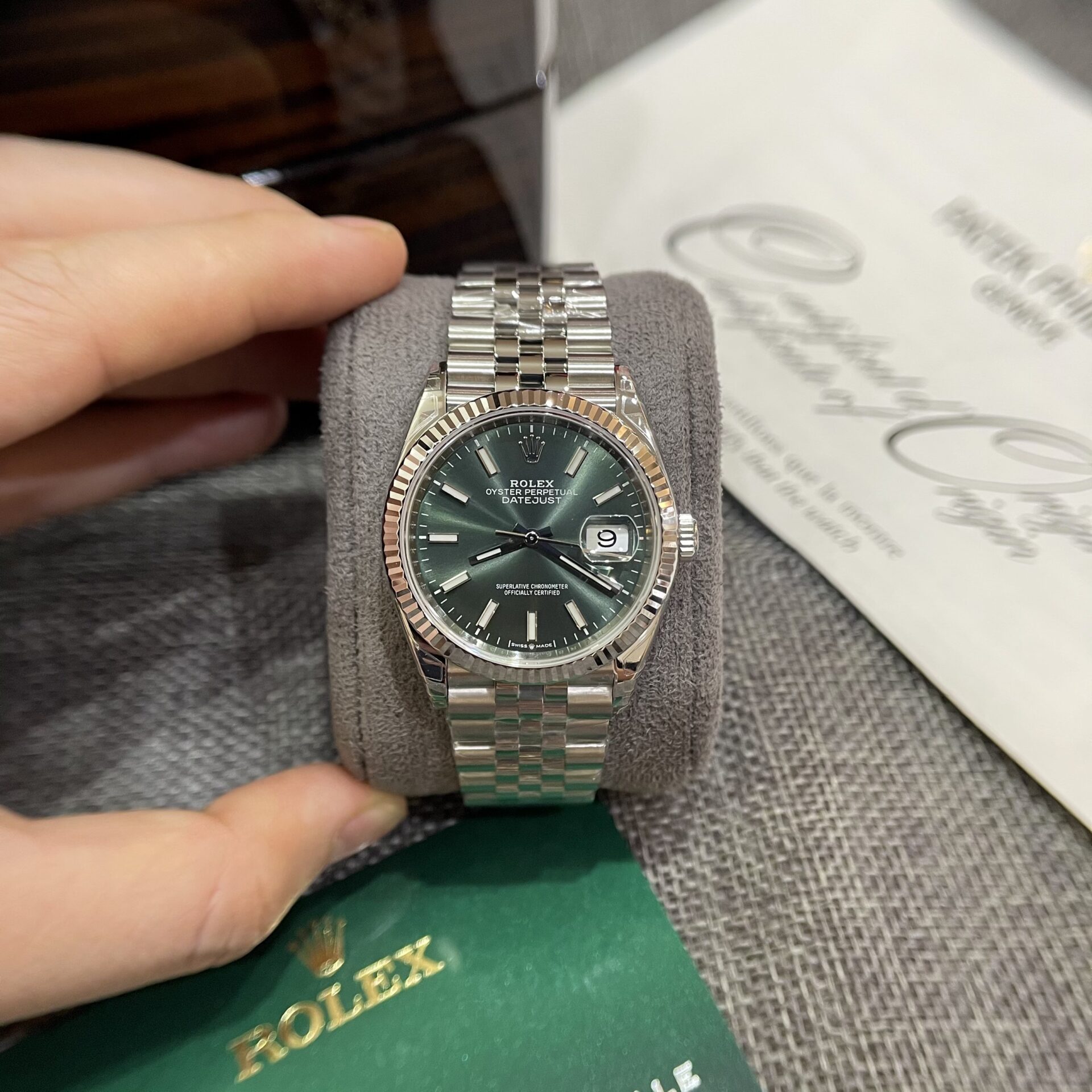 Rolex Replica 1:1 Watch DateJust 126234 Green Dial Jubilee Strap Factory VS 36mm - Elite Watch Atelier