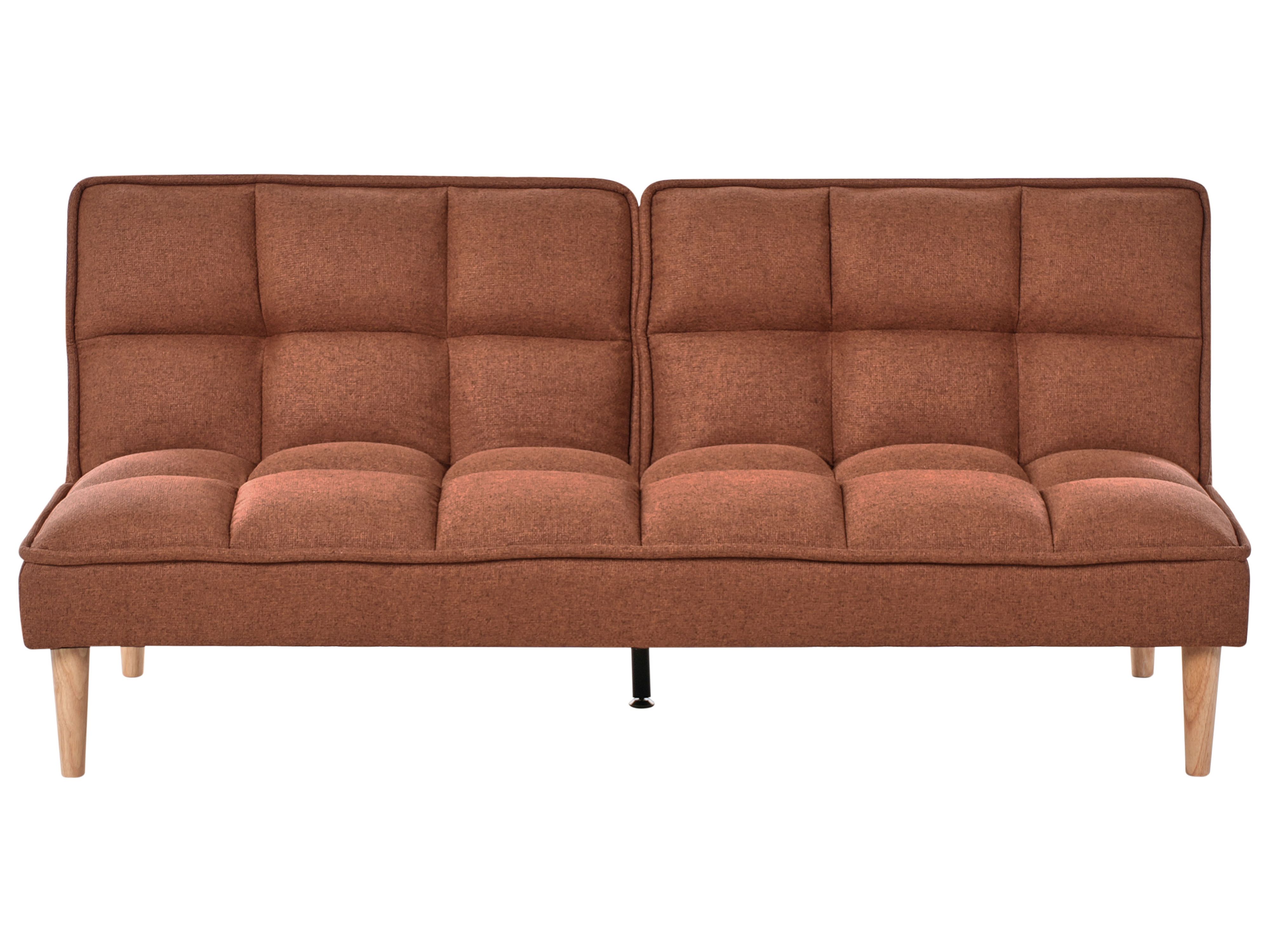Sofa Bed 3 Seater SILJAN Fabric Golden Brown