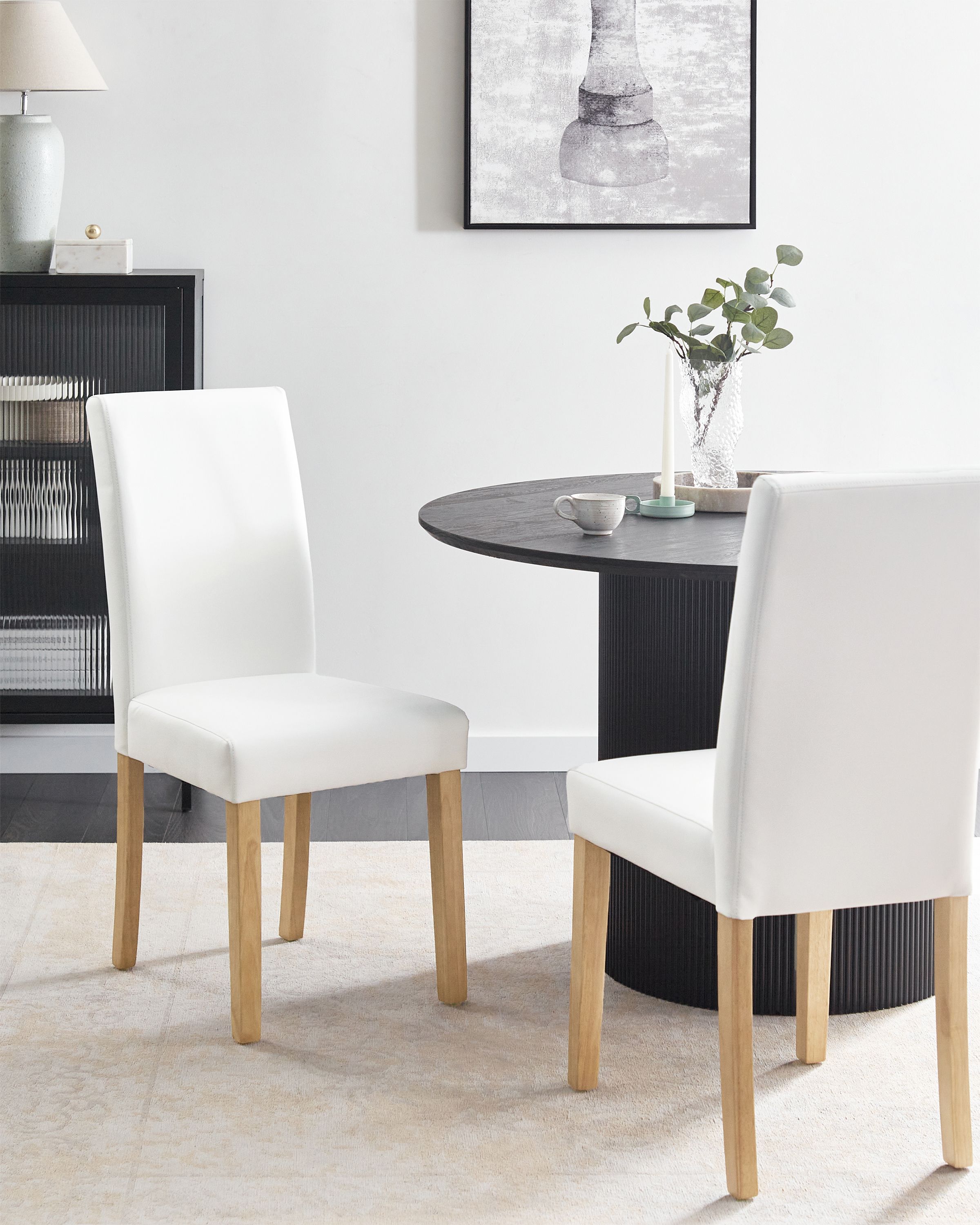 Set of 2 Dining Chairs BROADWAY Faux Leather White