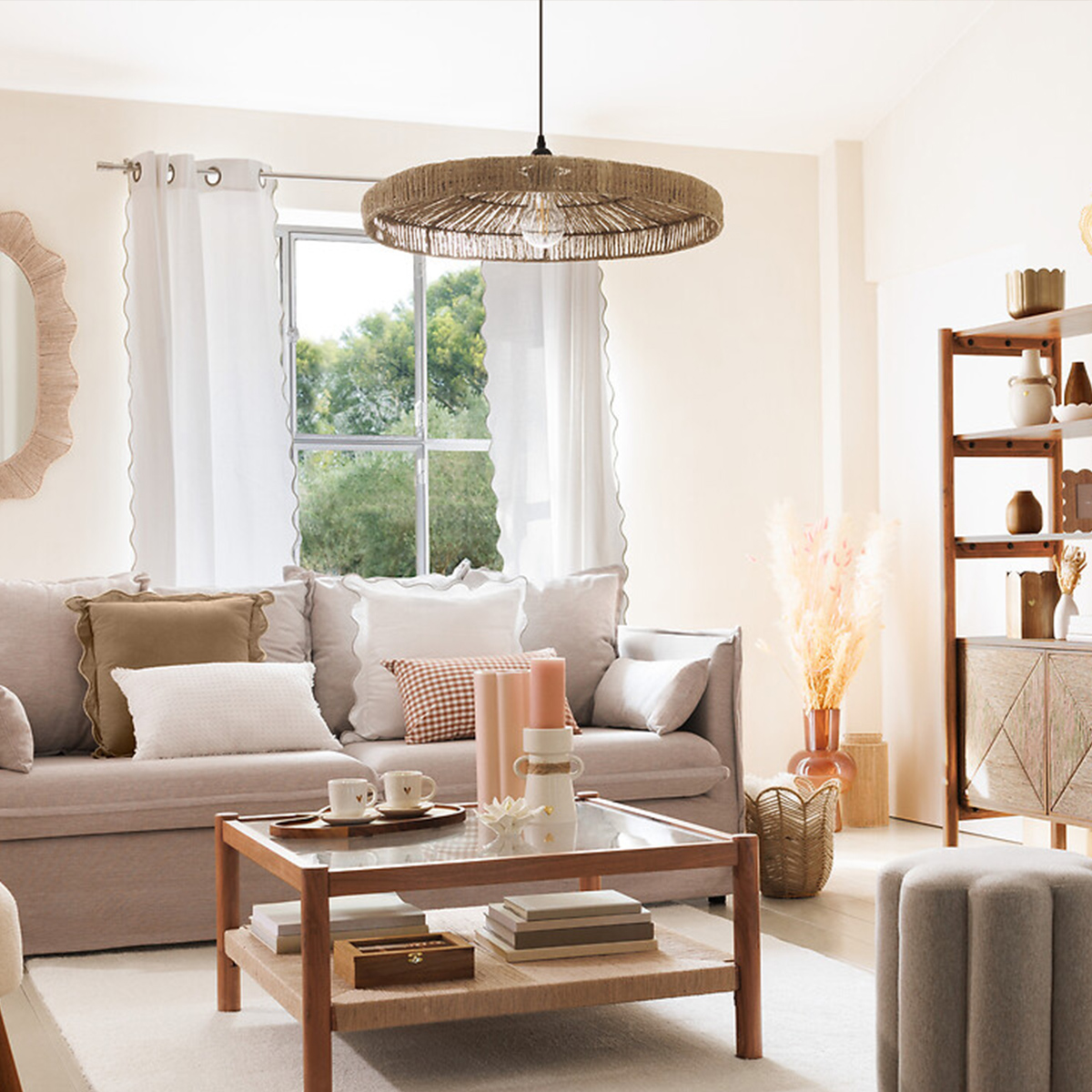 "Bellamy" pendant light Jute, D.58 cm