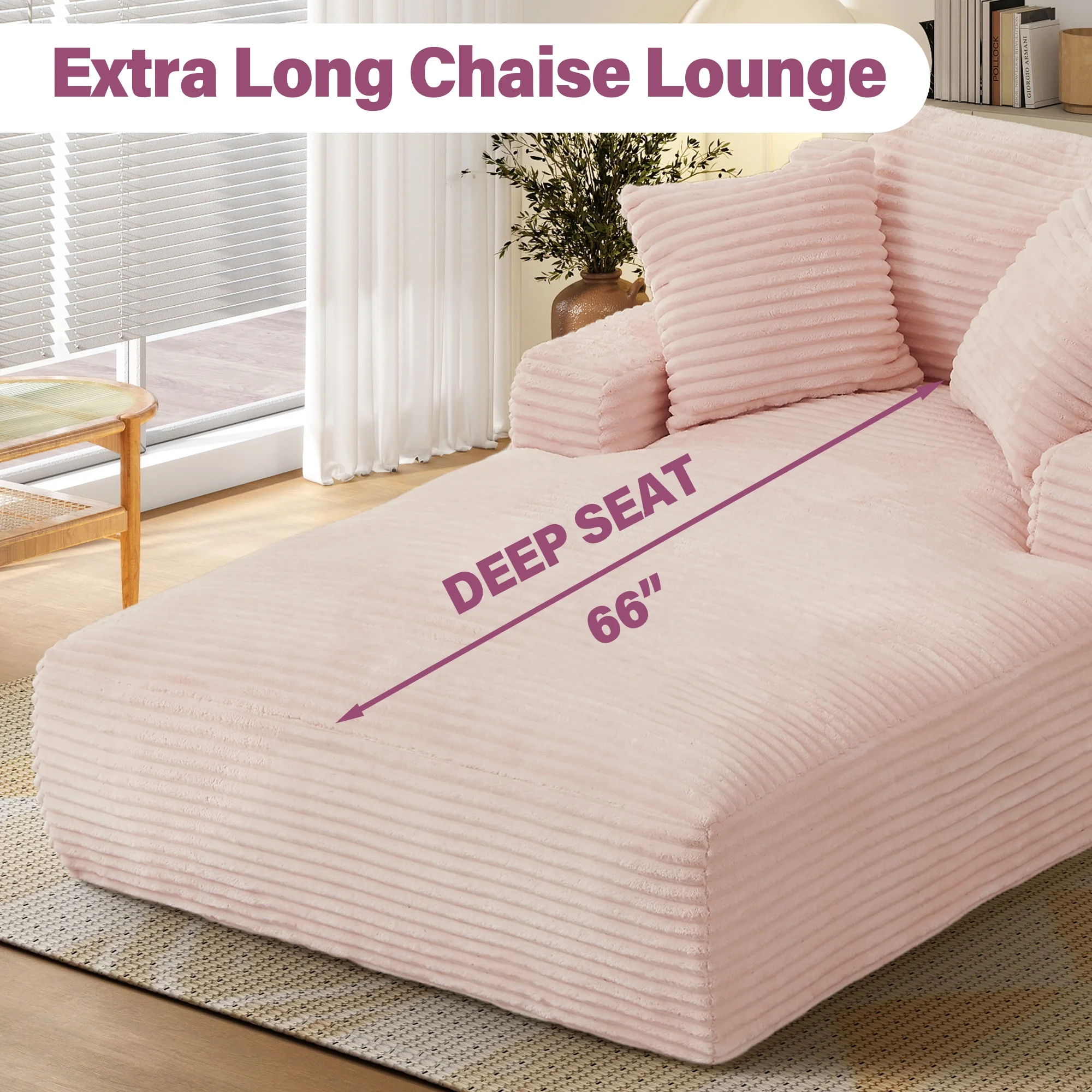 Aukfa 78.7" Extra Long Chaise Lounge Sofa, Oversized Upholstered Couch with 3 Pillows for Indoor Living Room/Bedroom,Orange - Image 24