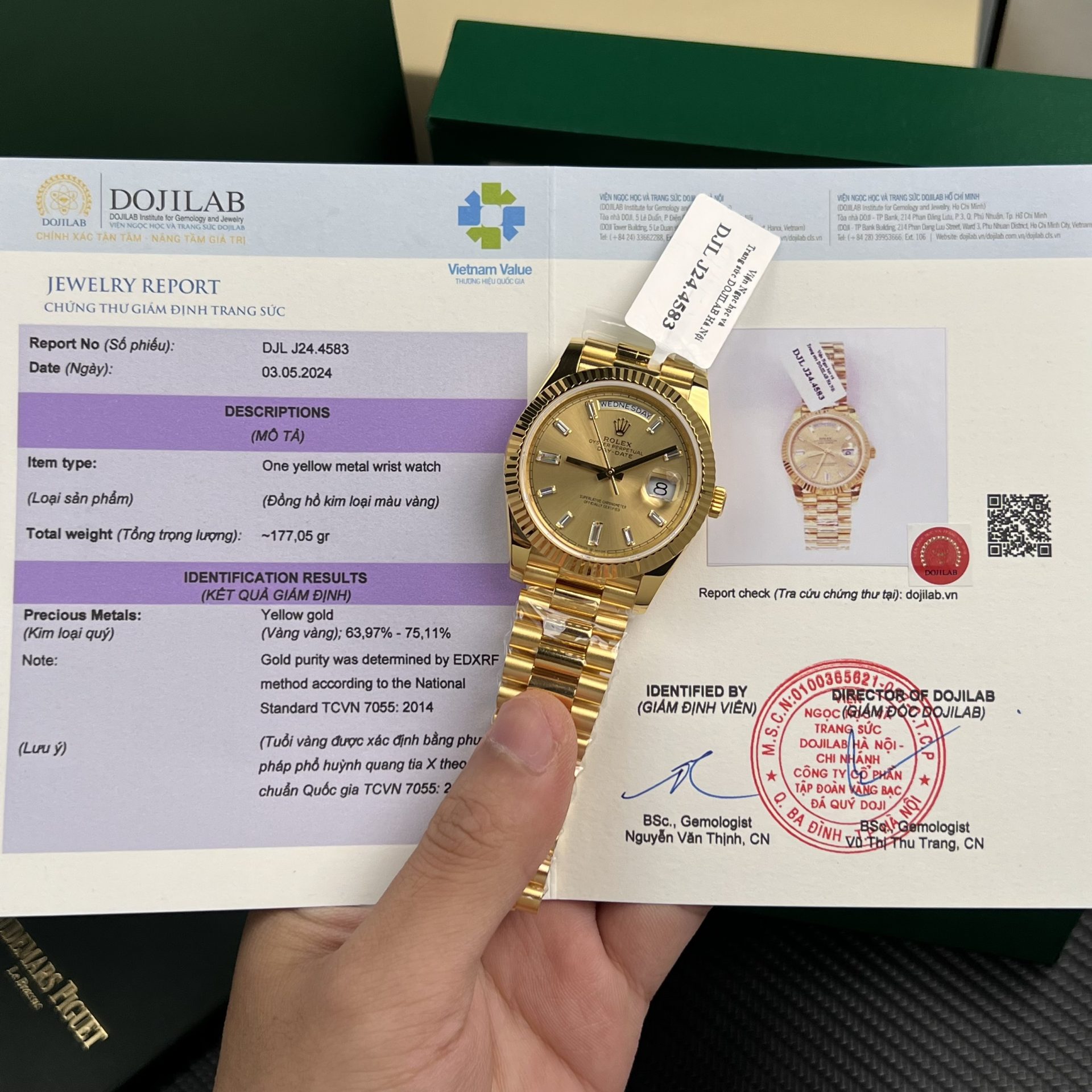 Rolex Replica Watch Day-Date Gold Wrapped Weight 177gram Champagne Dial GM Factory 40mm - Elite Watch Atelier