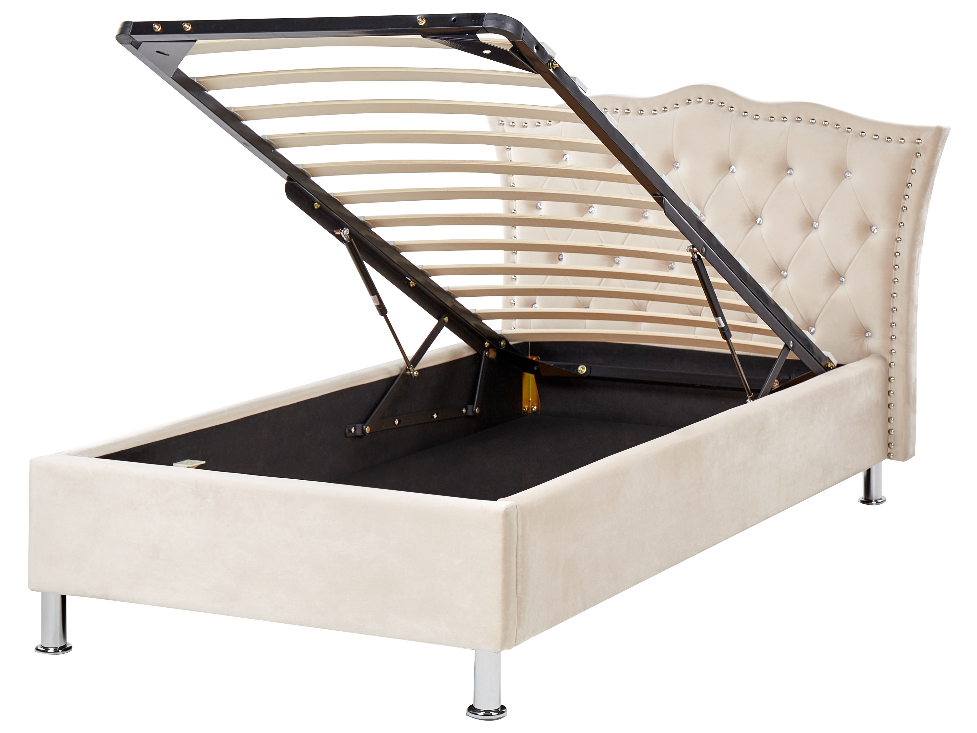 Ottoman Bed Velvet METZ 90 x 200 cm (EU Single) Beige
