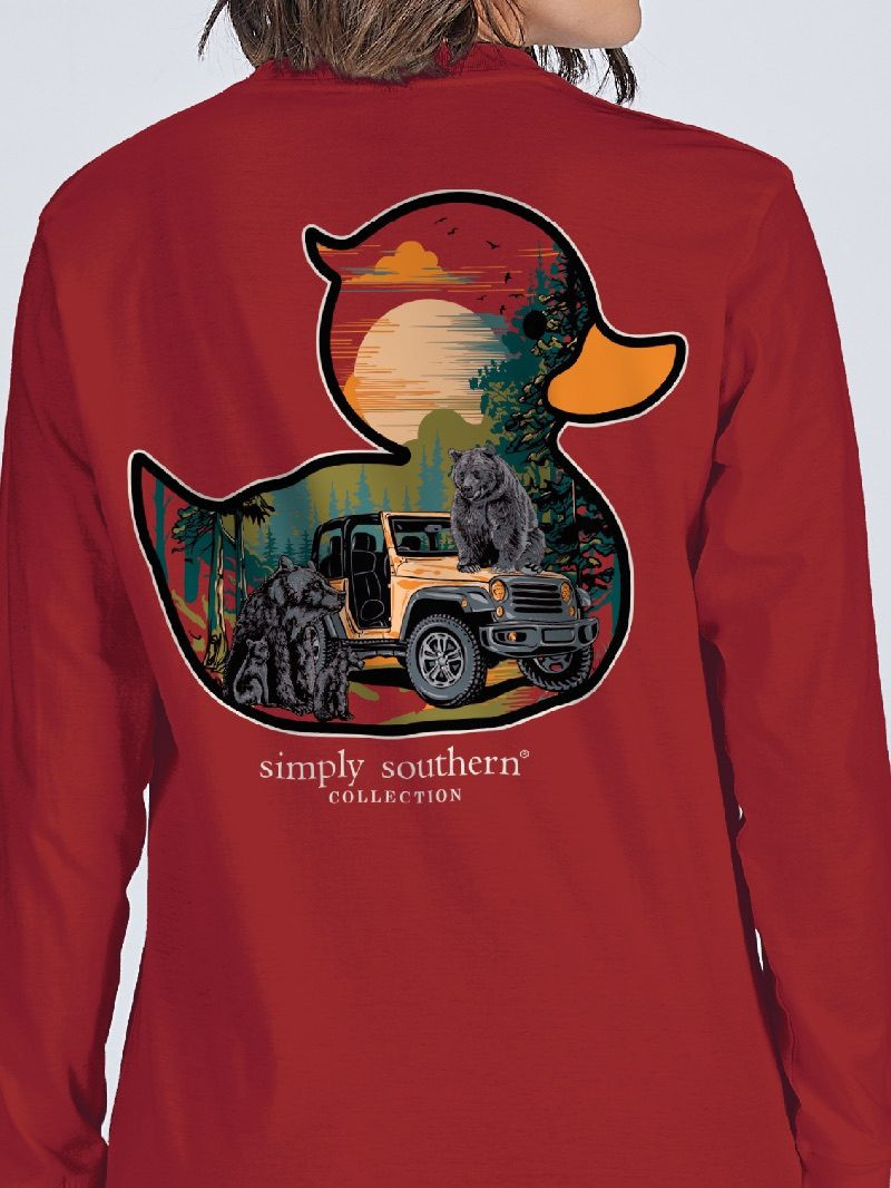 YTH-LS-DUCKBEARS-CARMINE - Simply Southern Outlet