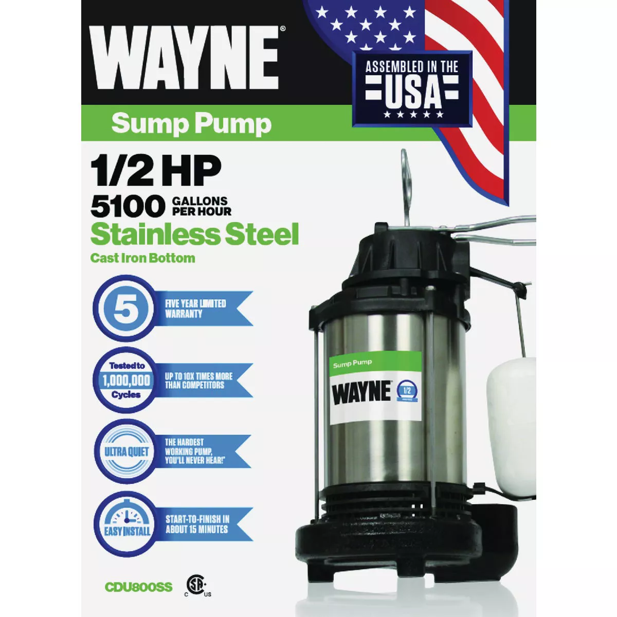Wayne 1/2 HP Stainless Steel Sump Pump