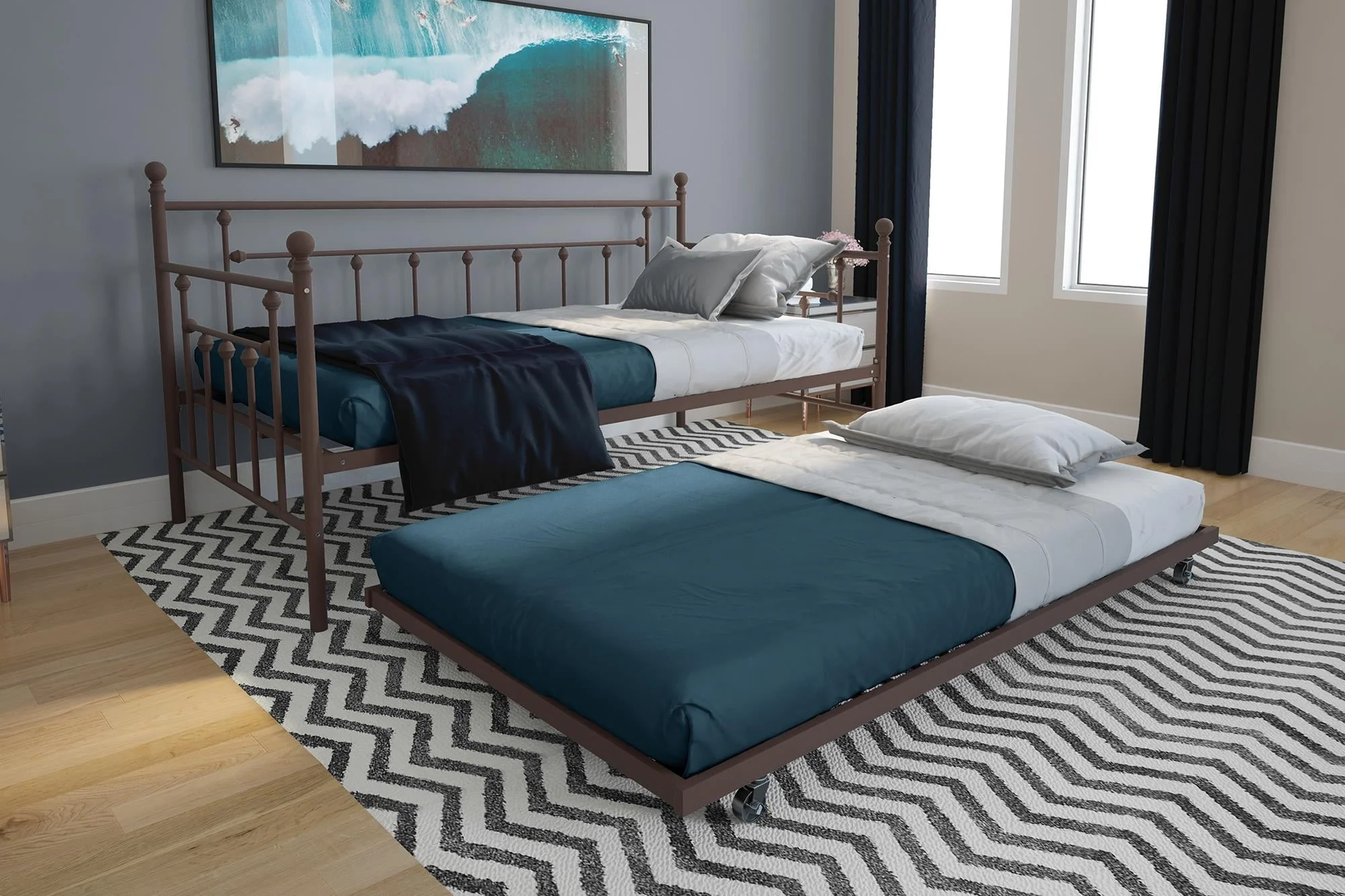 DHP Manila Metal Daybed and Trundle, Twin/Twin Size, Bronze