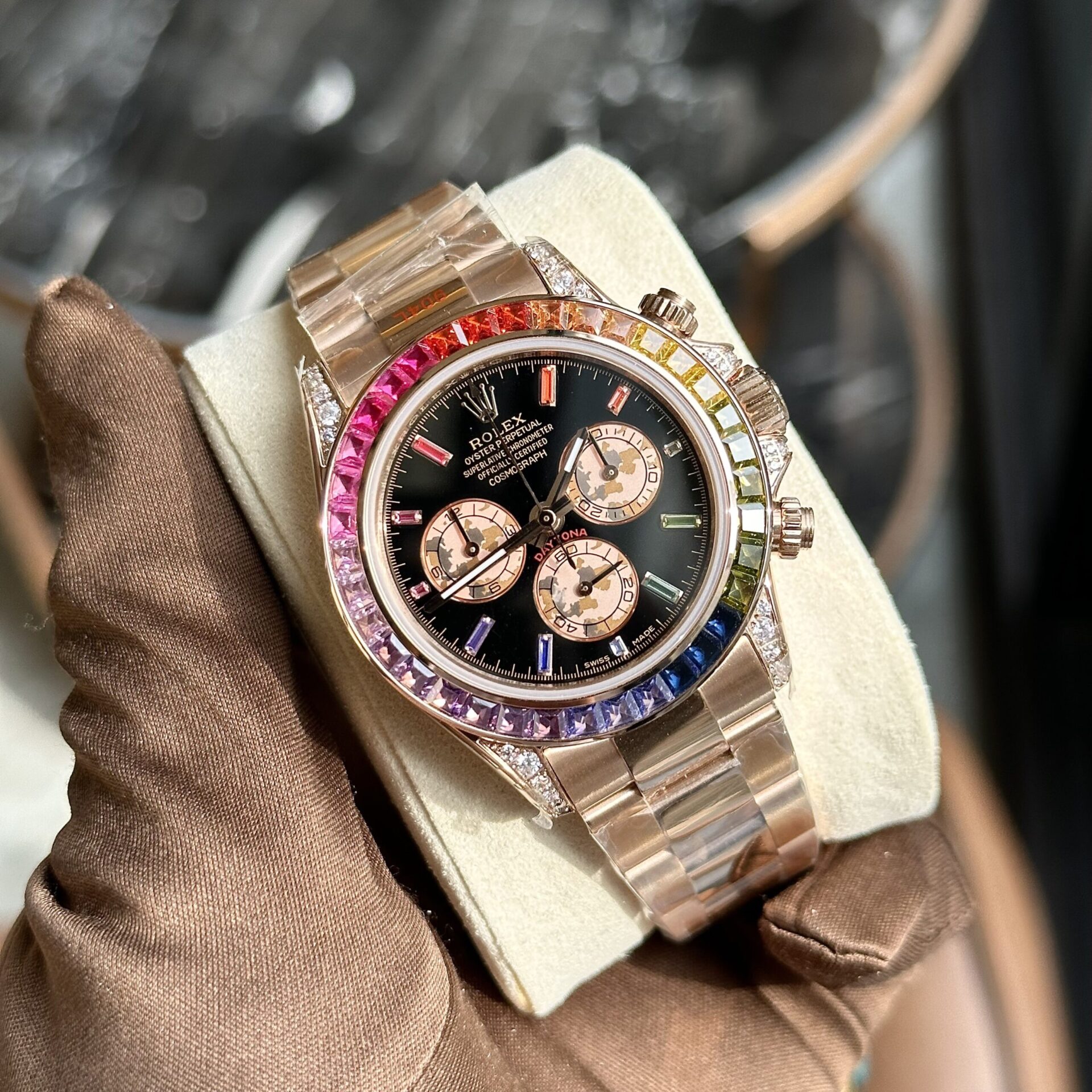 Rolex Fake Watch Daytona Rainbow Black Dial TW Factory 40mm - Elite Watch Atelier