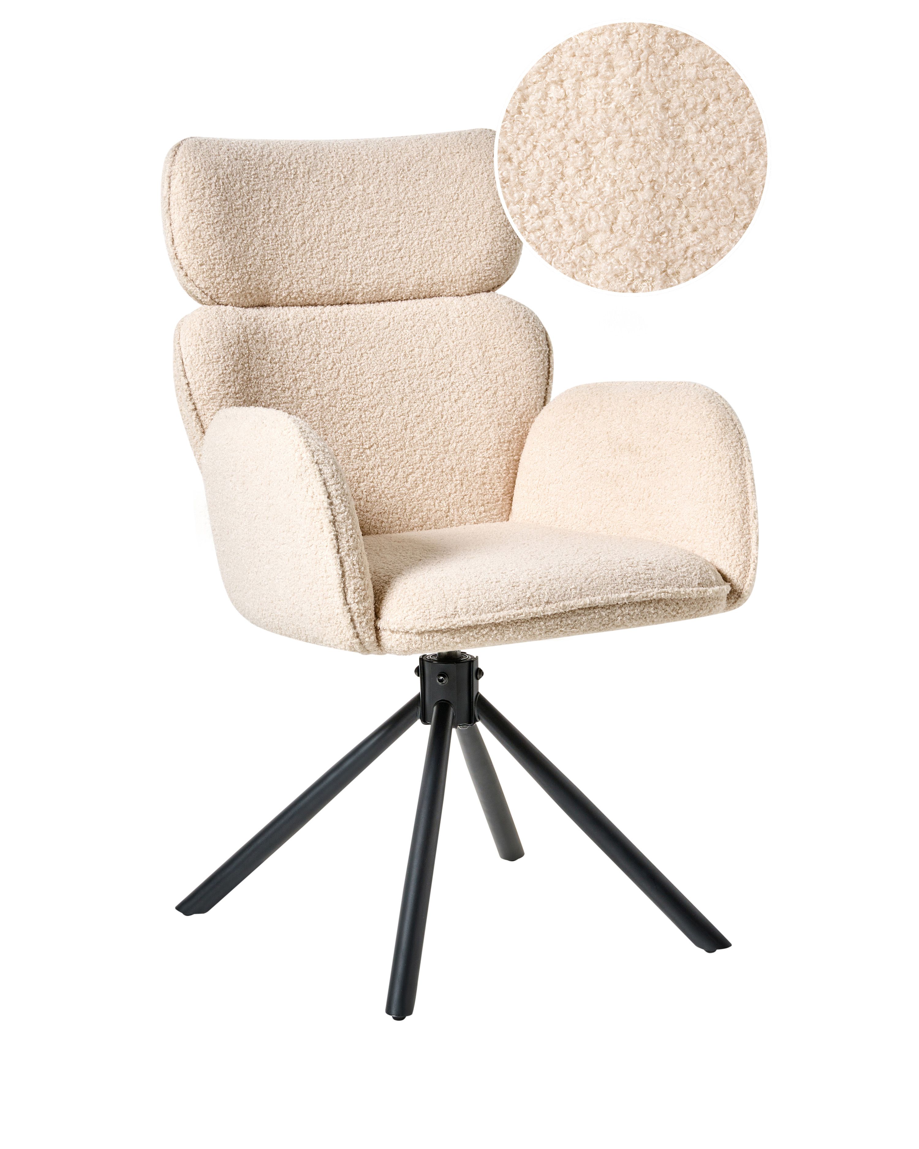 Dining Chair Swivel ALENE Boucle Light Beige