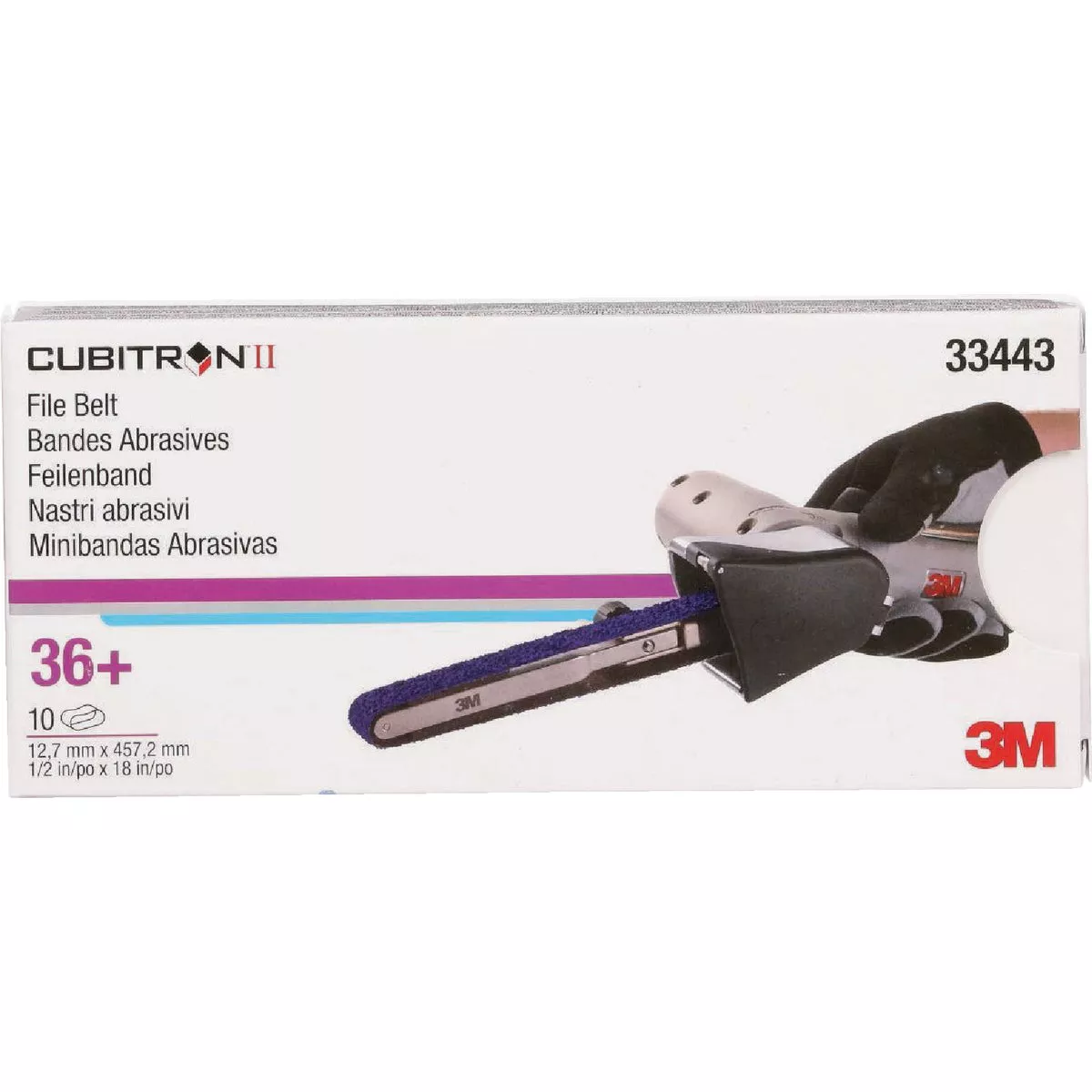 3M Cubitron II 1/2 In. x 18 In. 36 Grit Band File Belt