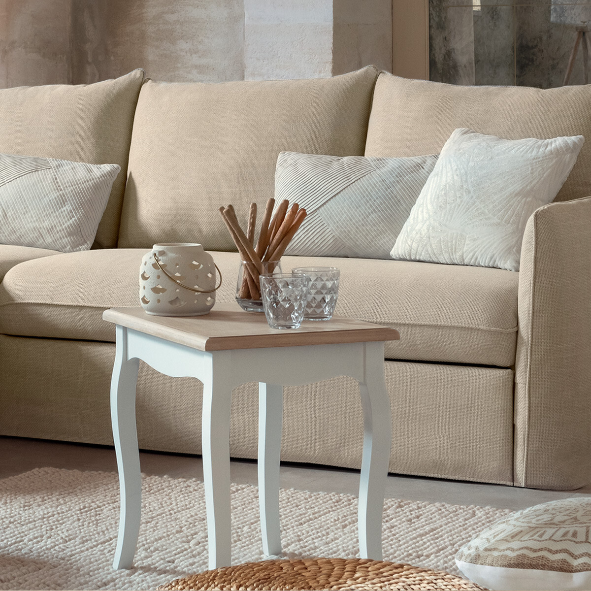 Nesting tables "Chrysa" Pine, White, L.48/60 cm