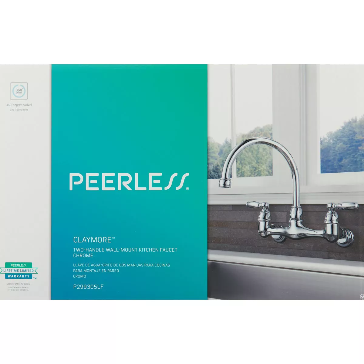 Peerless Claymore 2 Handle Wall Mount Kitchen Faucet