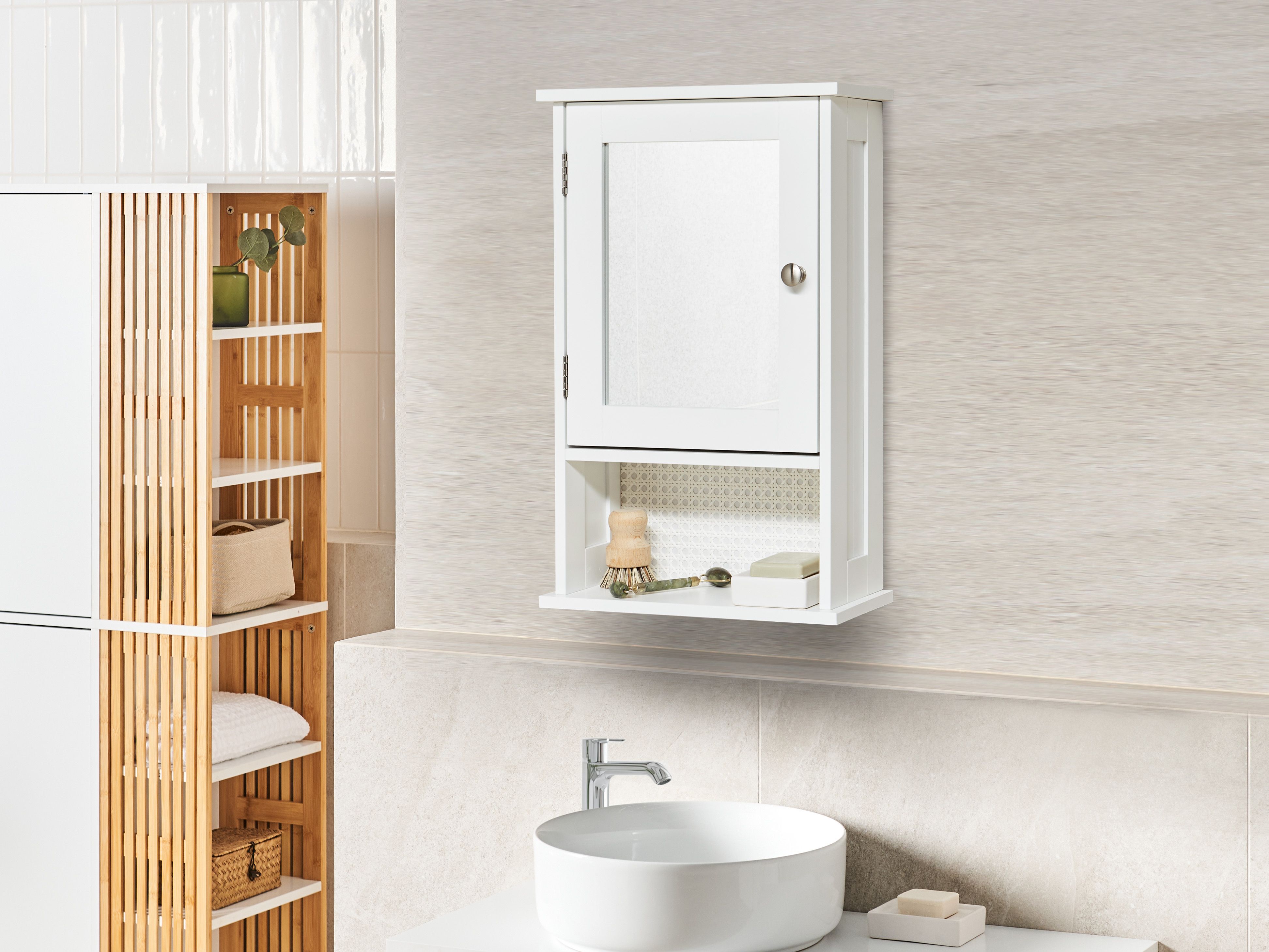 Bathroom Wall Mounted Mirror Cabinet HUILA 34 cm 53 cm White