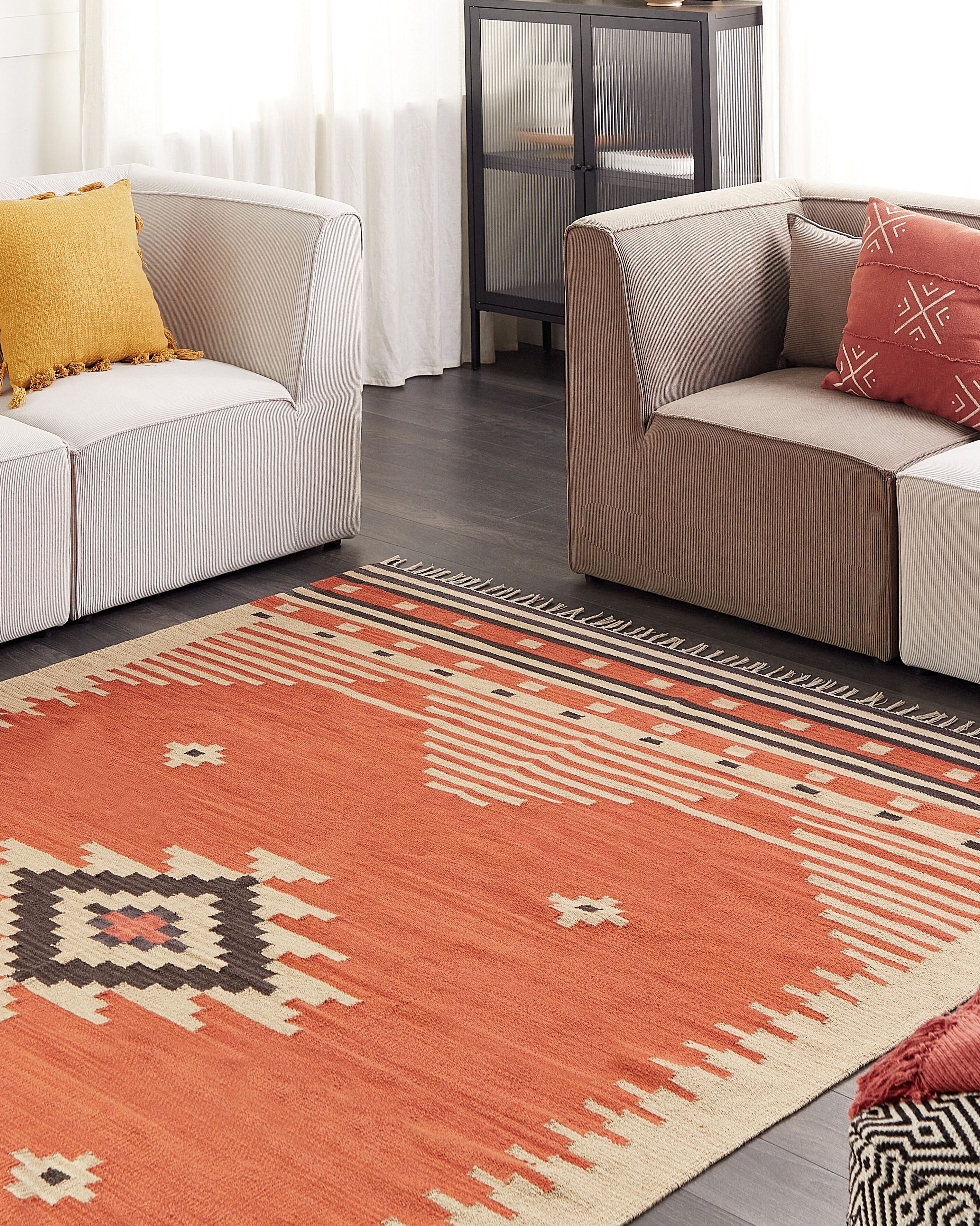 Rug GAVAR Orange 200 x 300 cm Cotton Kilim