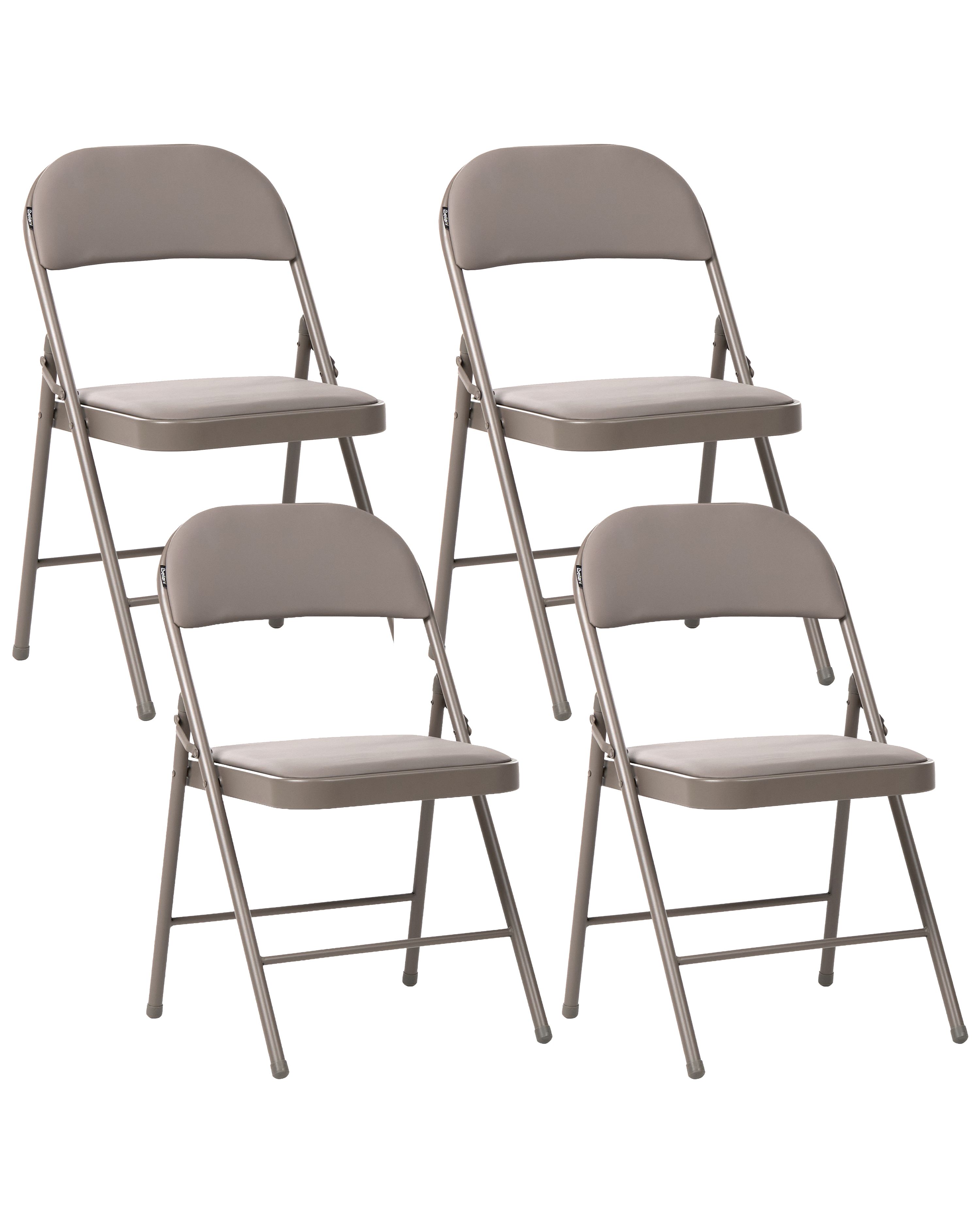 Set of 4 Folding Chairs SHASTA Metal Taupe