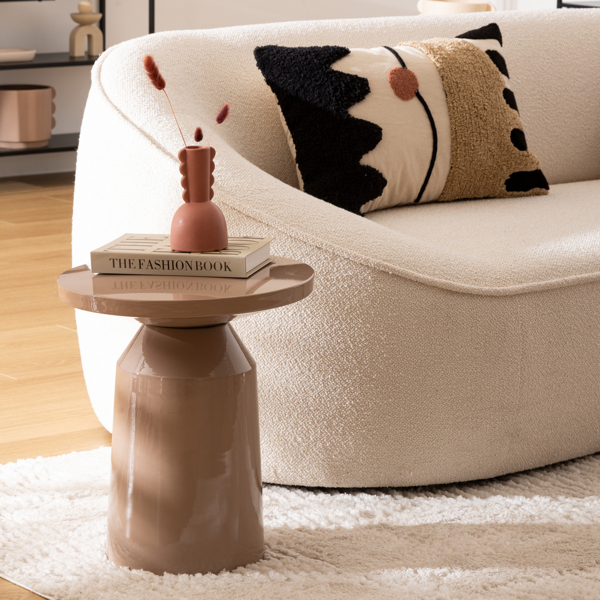 Totem side table "Sita" Beige, &Oslash; 38 cm