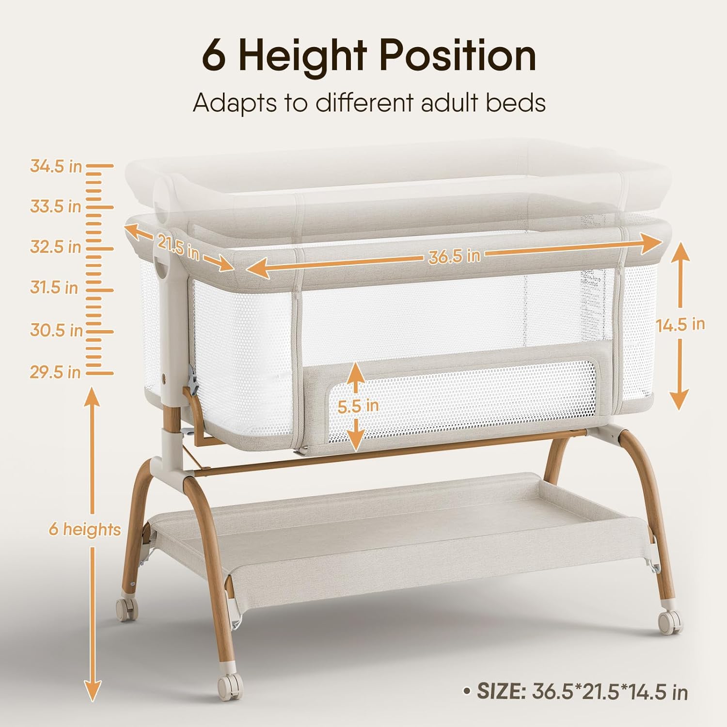 BabyBond Baby Bassinet Bedside Crib with Mattress and Soft Breathable Sheet - Image 6