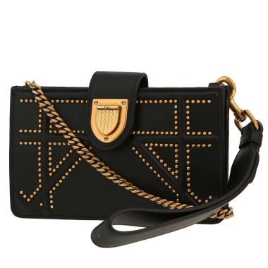Dior Diorama Wallet on Chain handbag/clutch in black grained leather1:1High-quality replica