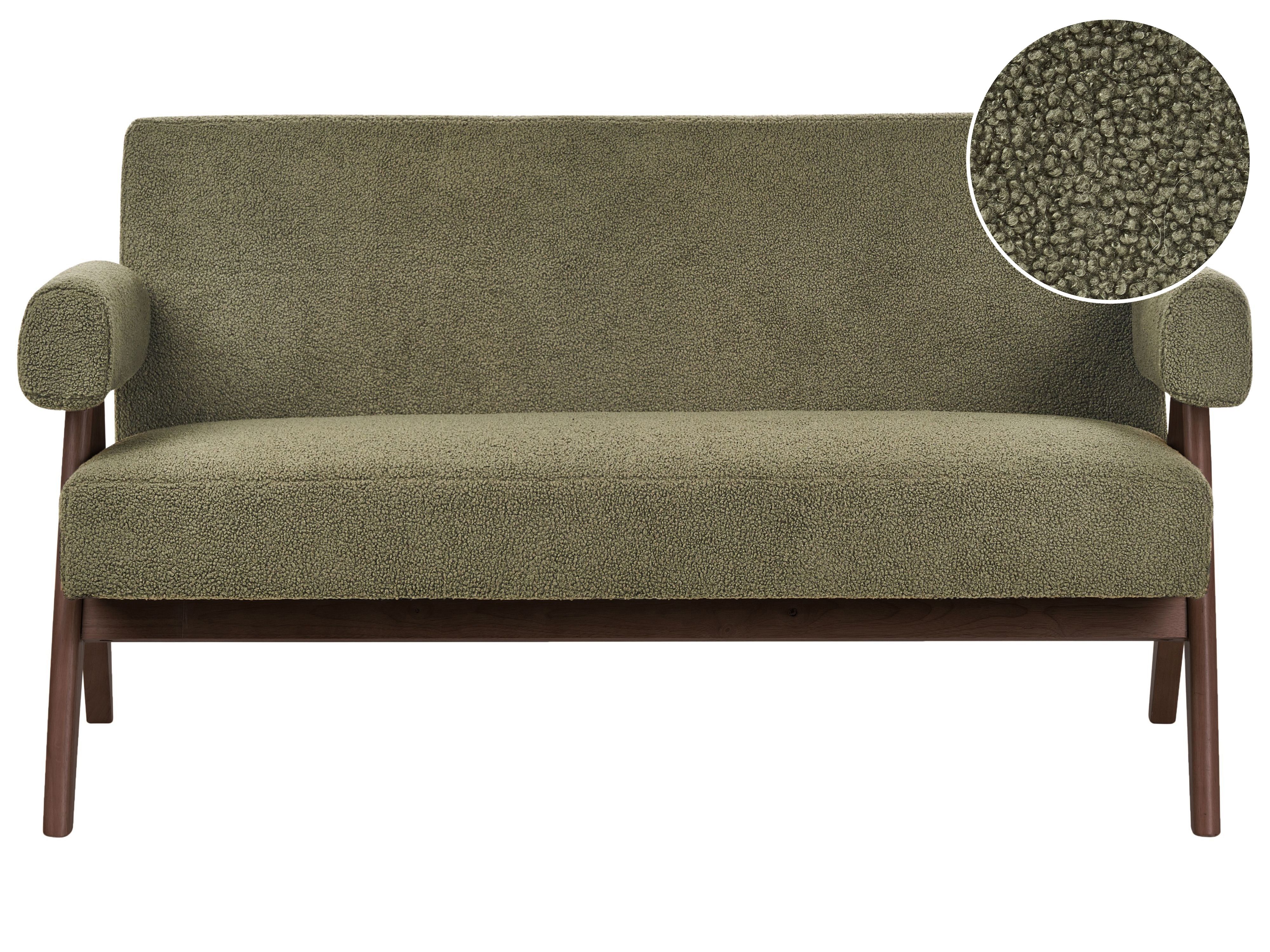 Sofa 2 Seater TAMRE Boucle Green/ Dark Brown